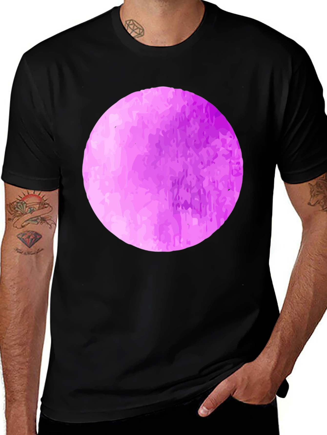 Purple Circle Graphic Black T-Shirt