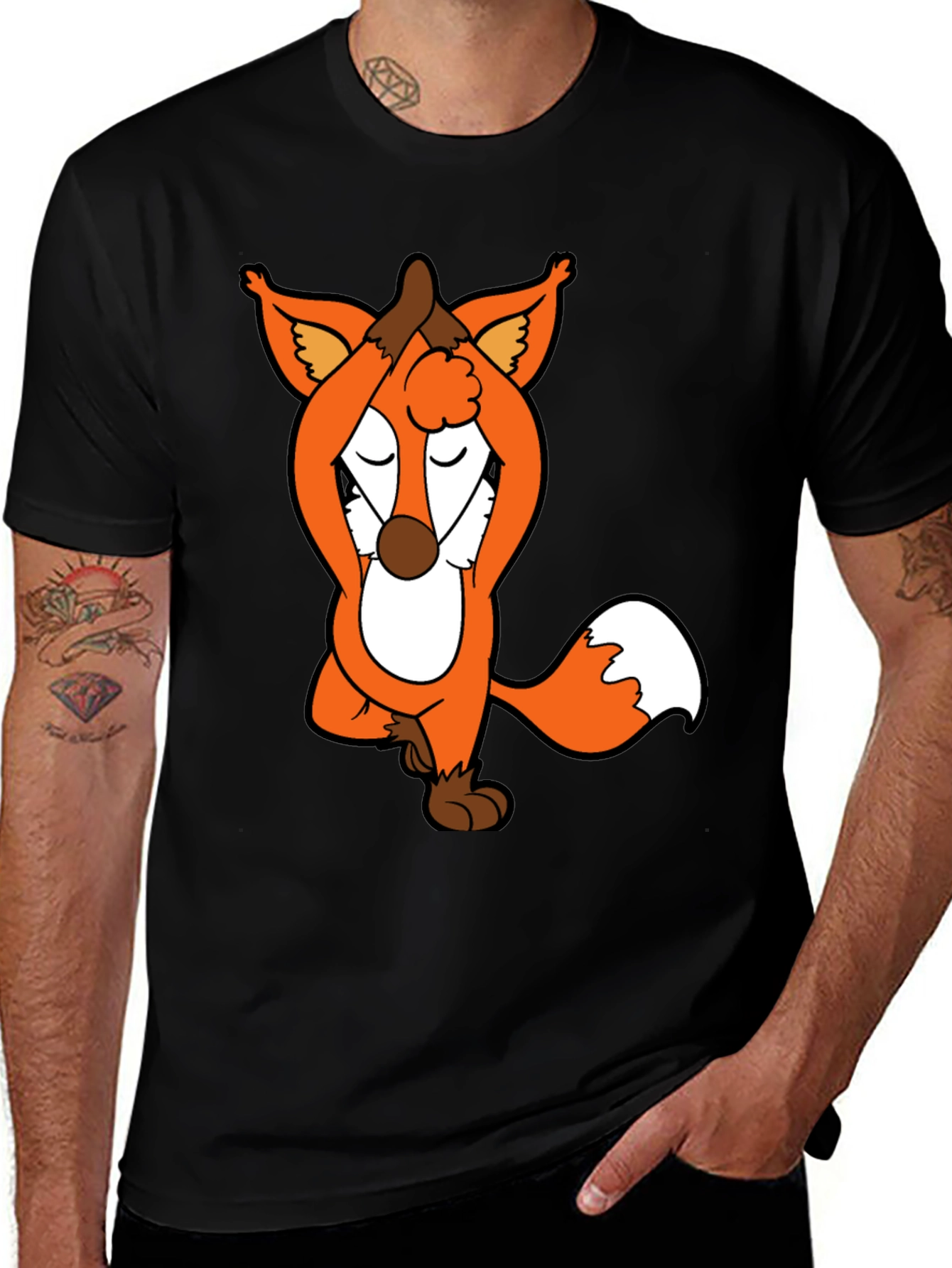 Variant 23 of Yoga Fox Graphic Tee - Meditating Cartoon T-Shirt