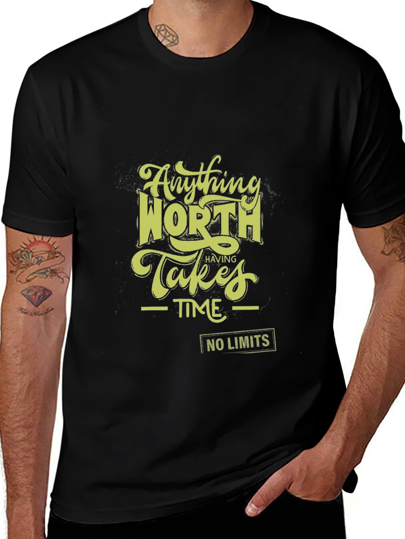 Variant 26 of Anything Worth Having Takes Time Graphic Tee - Black