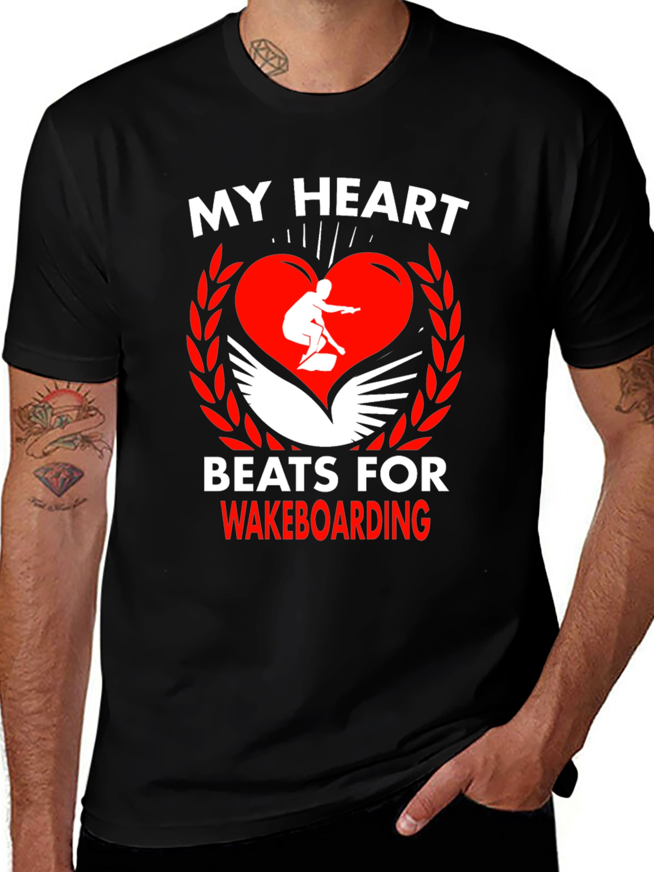 Variant 16 of My Heart Beats for Wakeboarding Graphic Tee