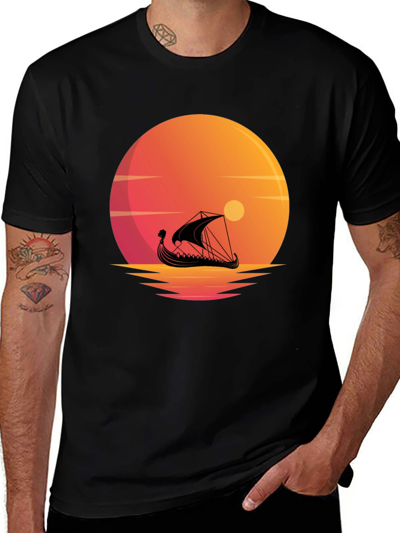 Variant 30 of Viking Ship Sunset Graphic Tee