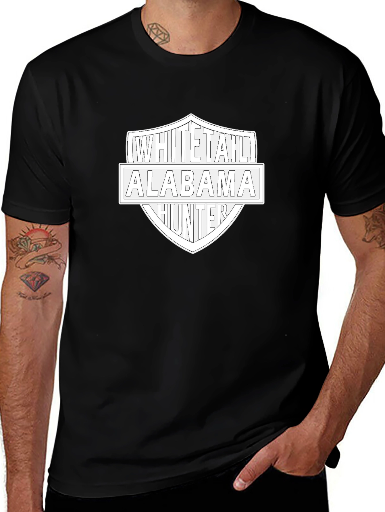 Variant 15 of Whitetail Alabama Hunter Black T-Shirt