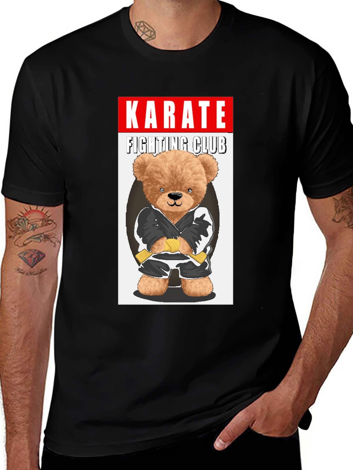 Karate Bear Fighting Club Black T-Shirt