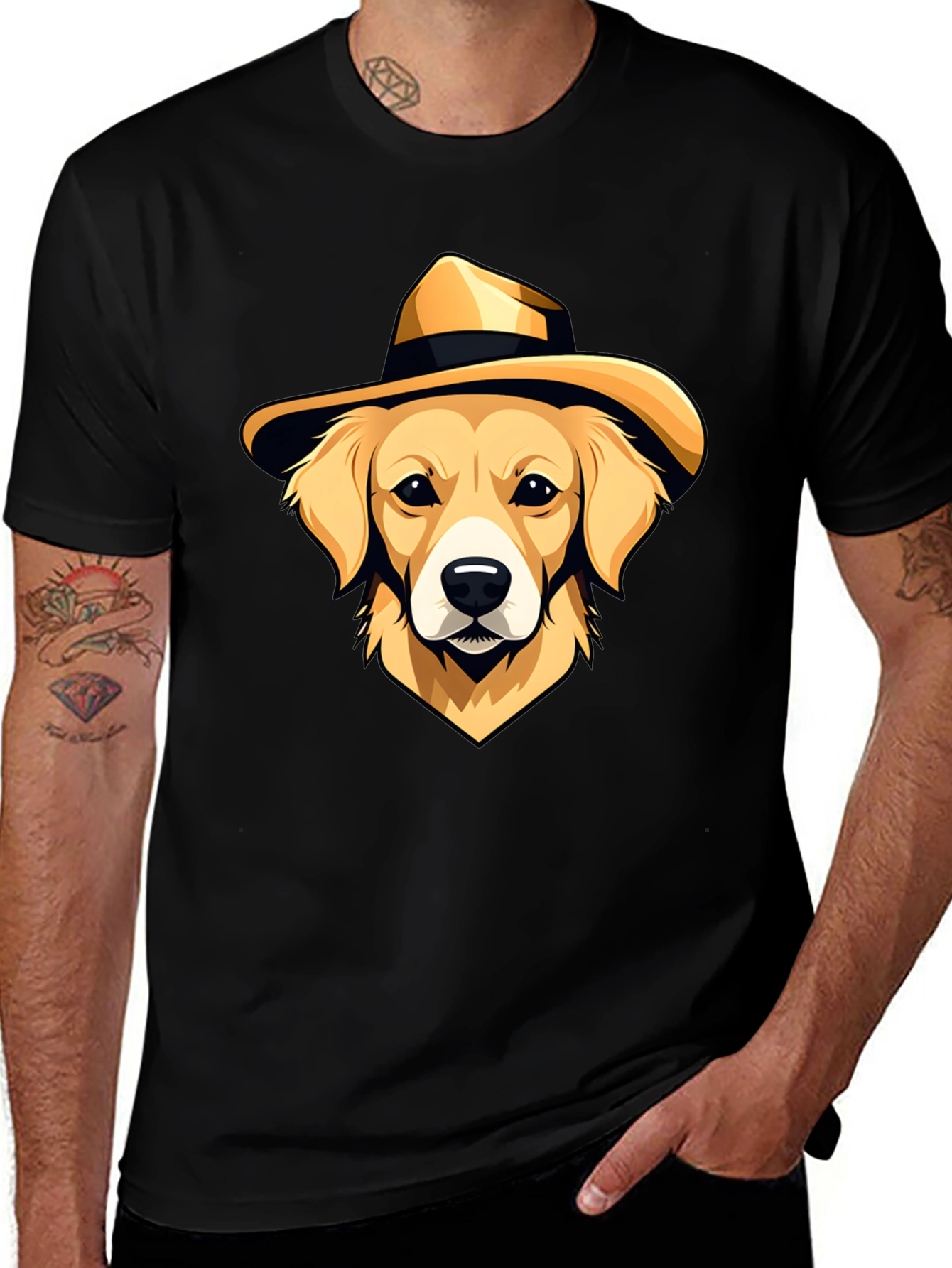 Dog in Hat Graphic T-Shirt - Cool Casual Wear