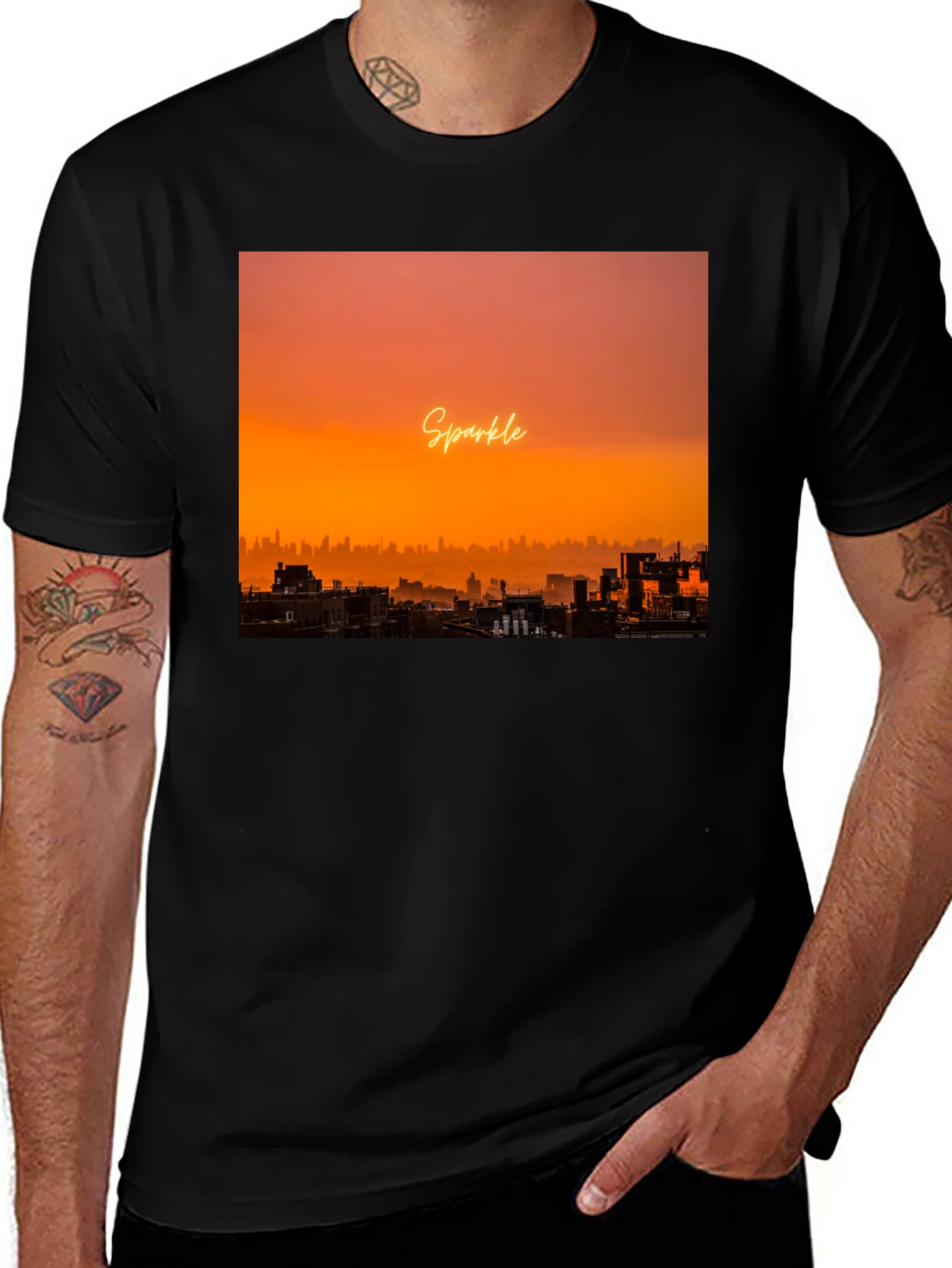 Variant 13 of Sunset Sparkle Graphic T-Shirt - Black