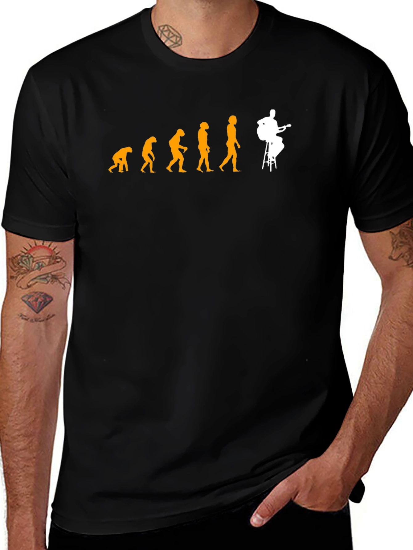 Variant 18 of Evolution of a Guitarist Black T-Shirt
