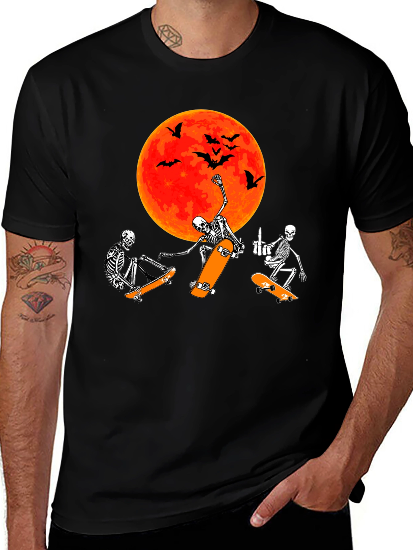Variant 20 of Skeletal Skaters Graphic Tee - Halloween Ready