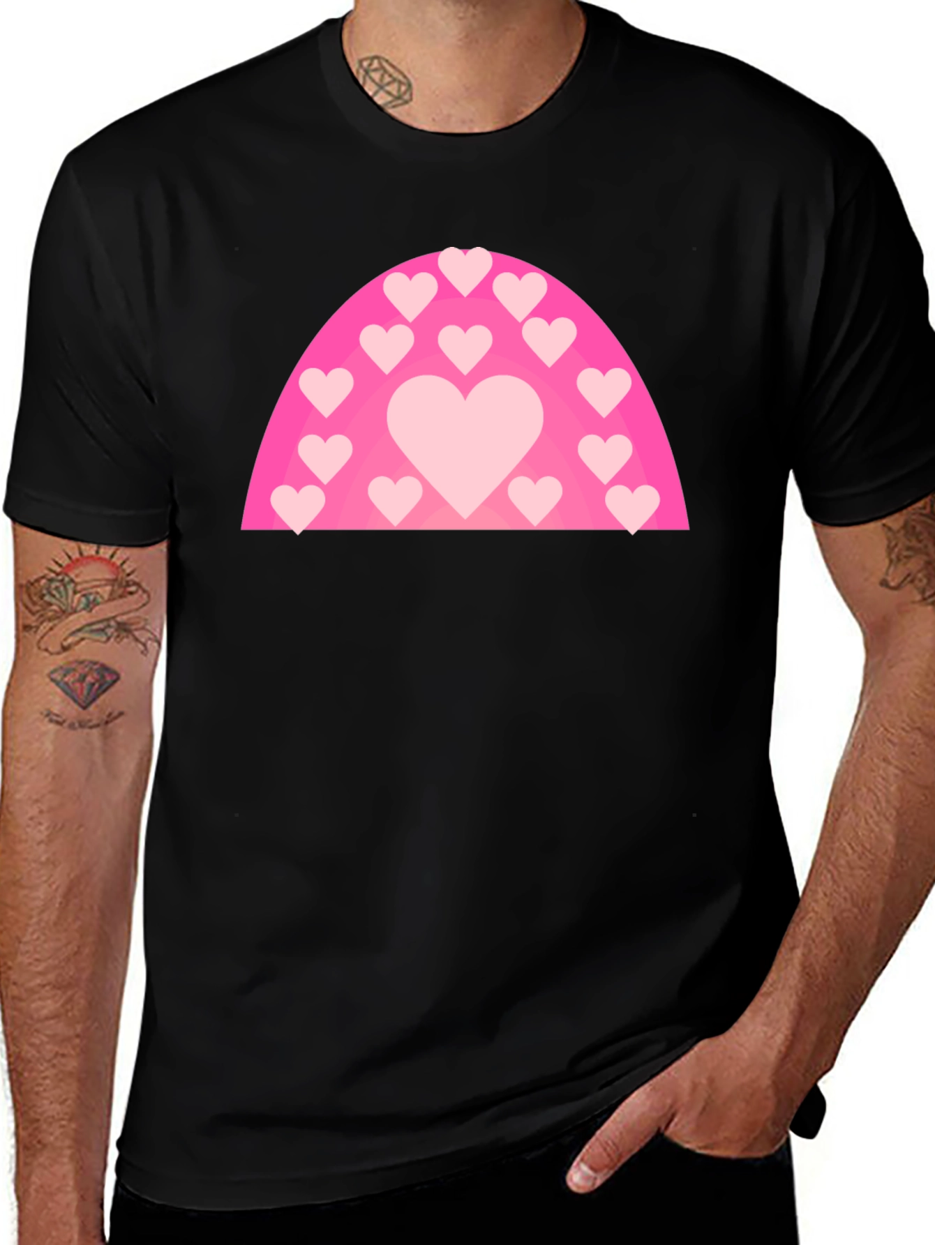 Variant 6 of Heart Rainbow Graphic T-Shirt - Black