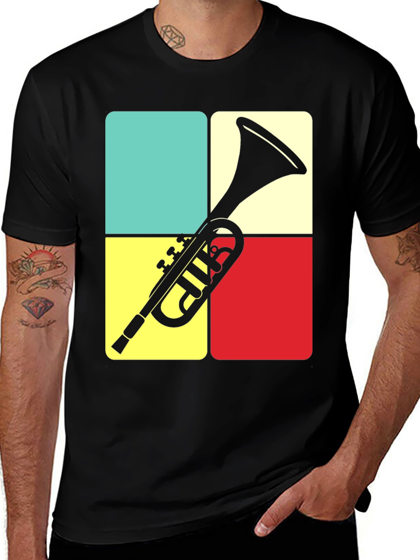 Variant 9 of Retro Trumpet Graphic Tee - Musician's Style