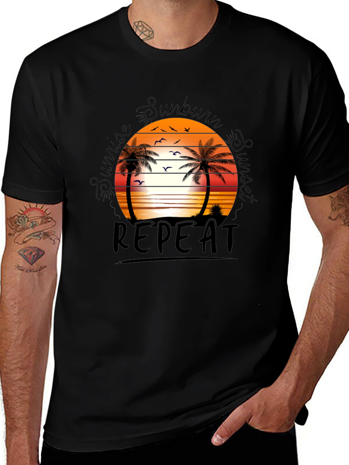 Variant 7 of Sunrise Sunburn Sunset Repeat Graphic Tee
