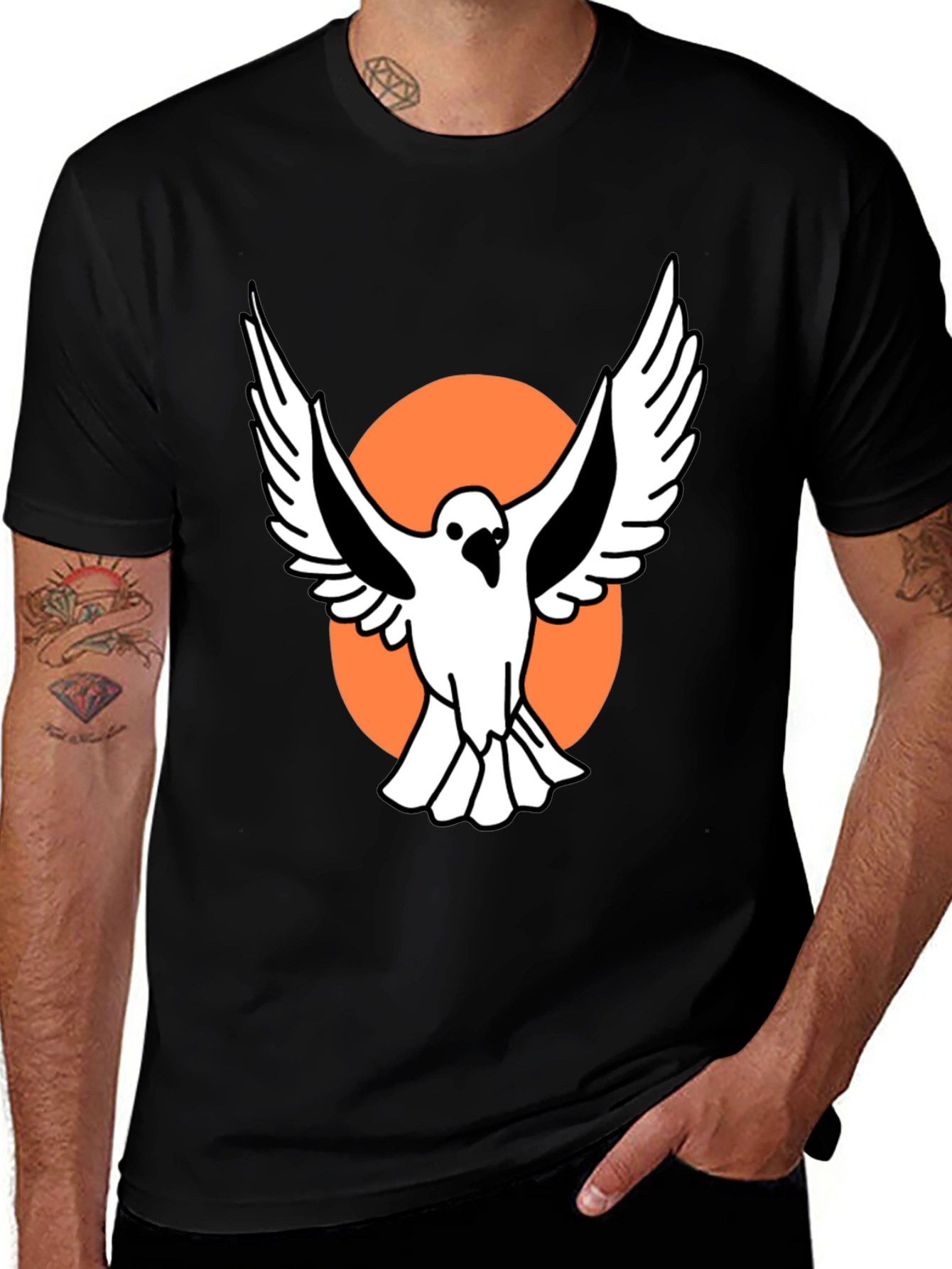 Variant 16 of Dove Graphic Tee - Black Cotton T-Shirt