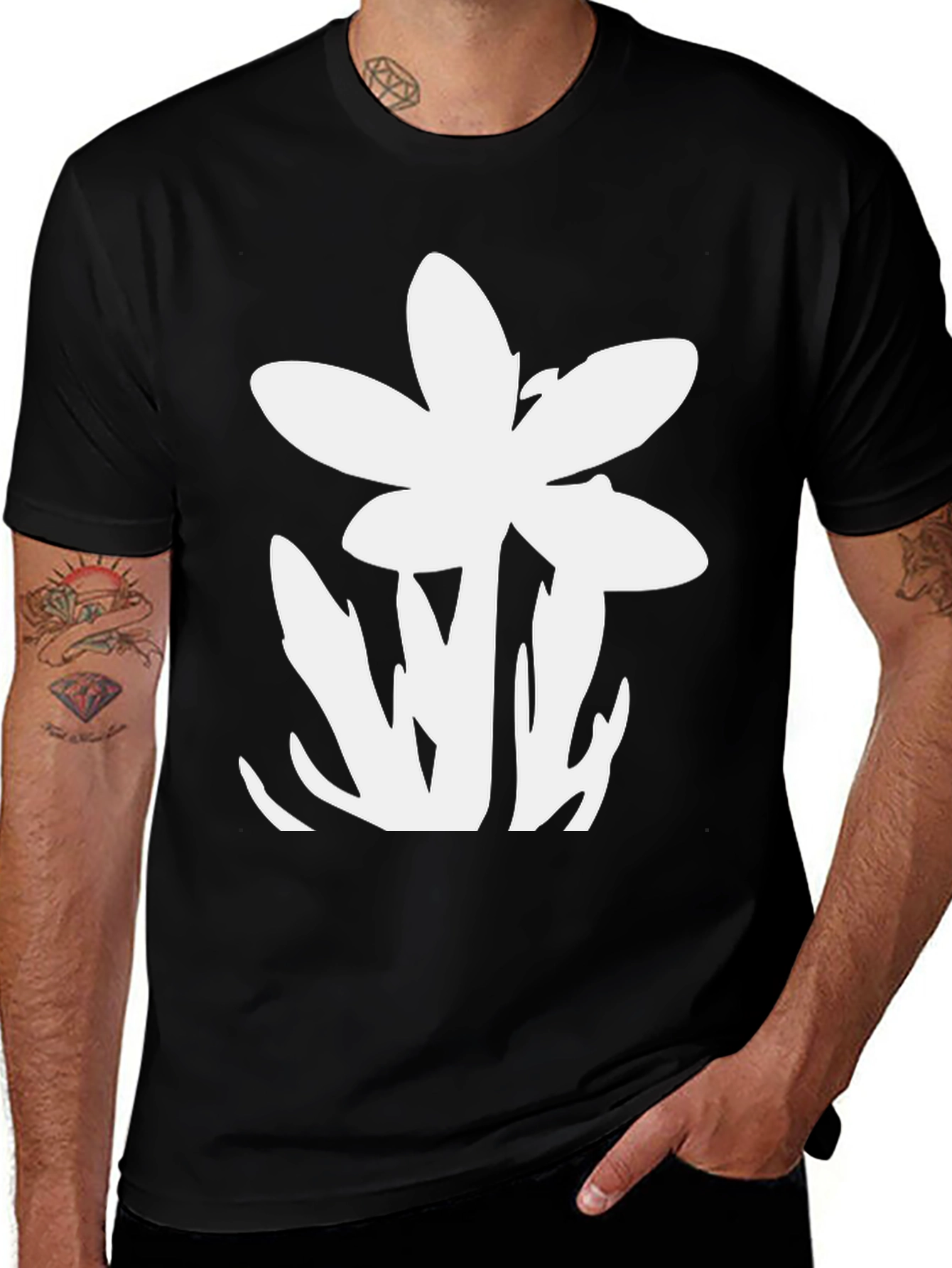 Variant 20 of Minimalist Floral Graphic Black T-Shirt