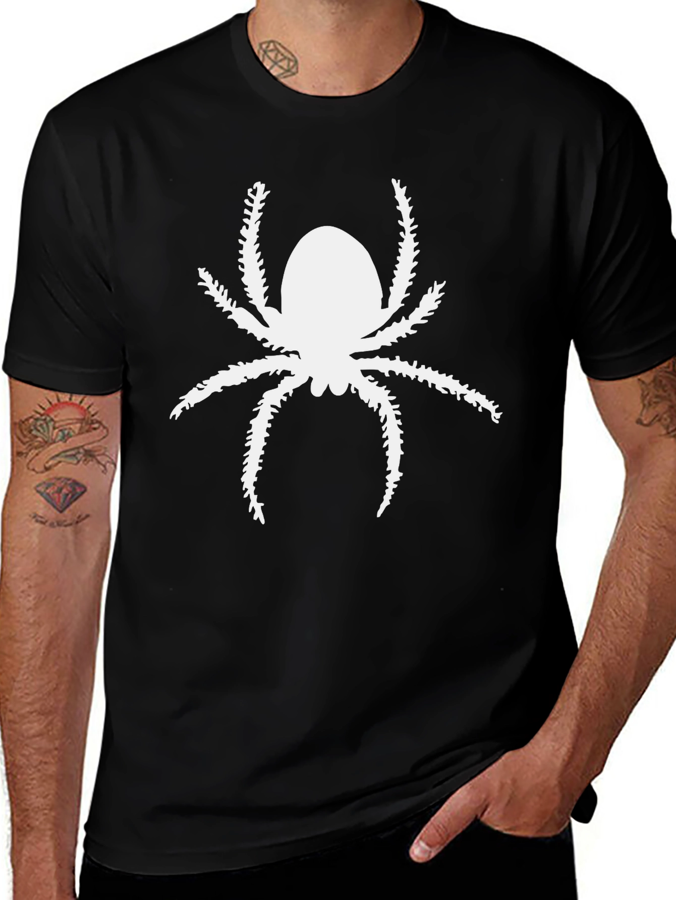Variant 5 of Spider Graphic Print Black Tee Shirt