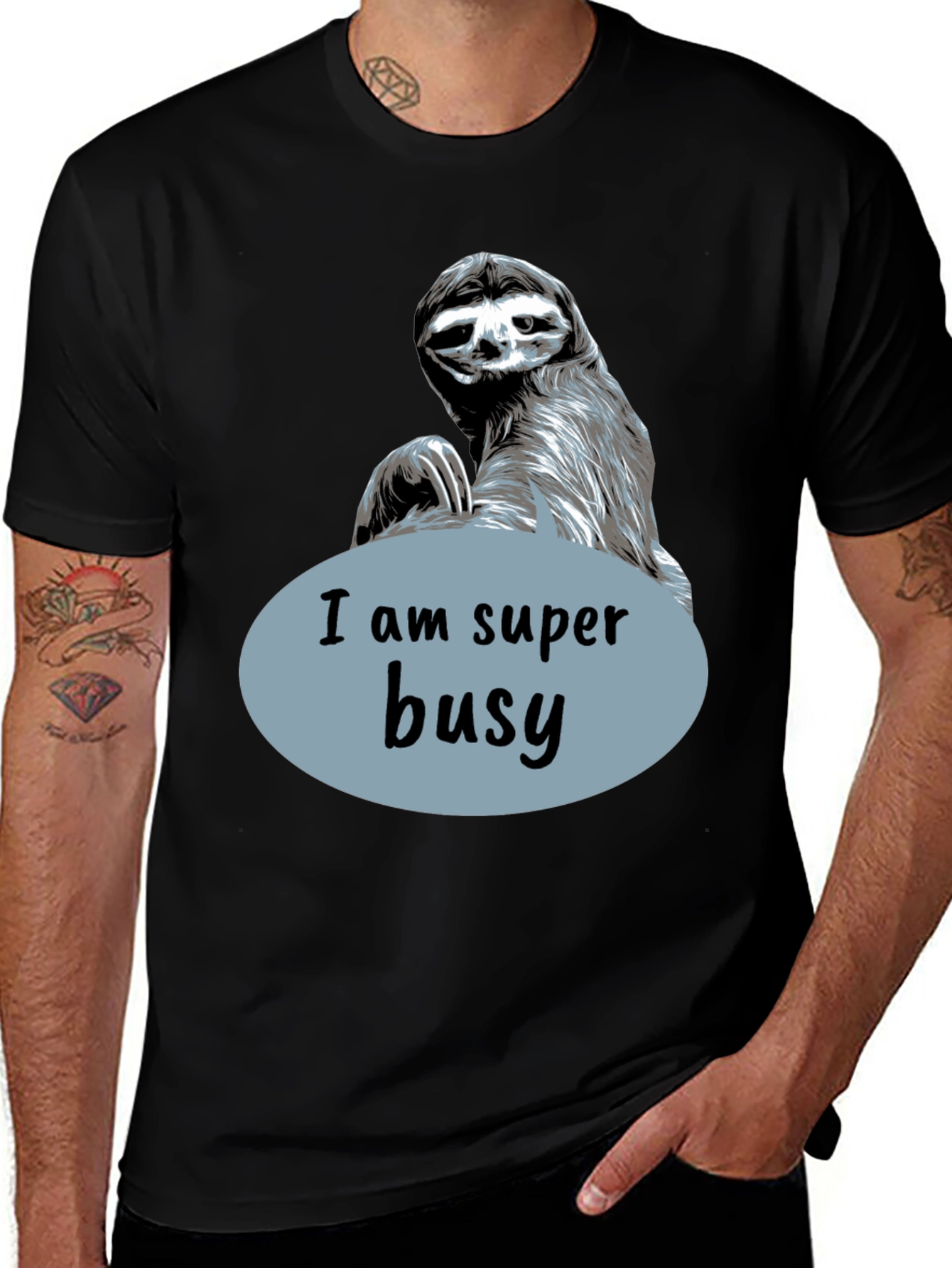 Variant 14 of Funny Sloth "I Am Super Busy" Graphic T-Shirt