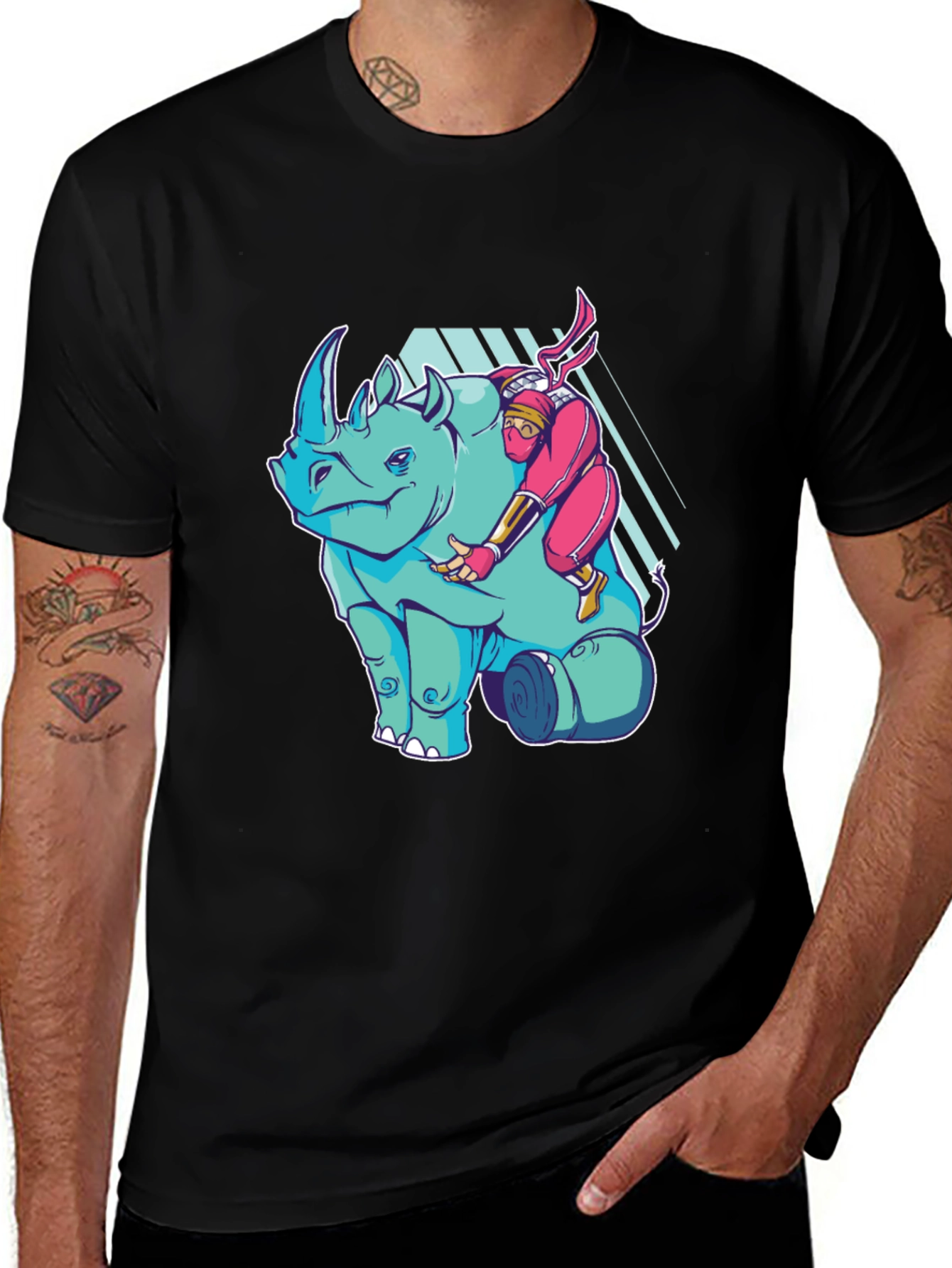 Variant 7 of Ninja Riding Rhino Graphic T-Shirt