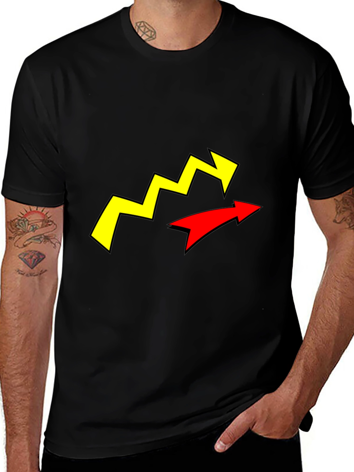 Arrow Graphic Tee - Bold Black Cotton Shirt