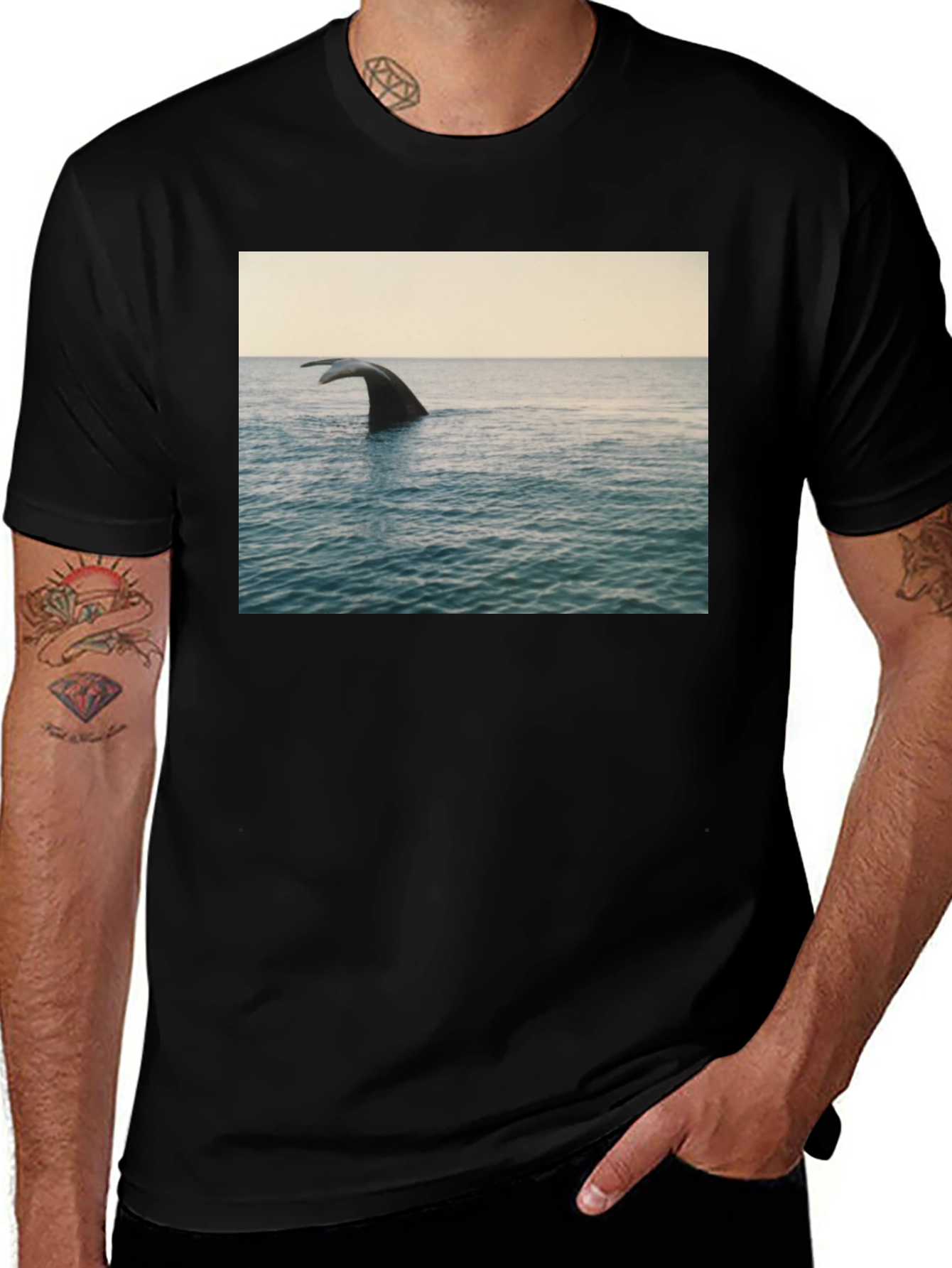 Variant 4 of Whale Tail Ocean Scene Graphic Tee