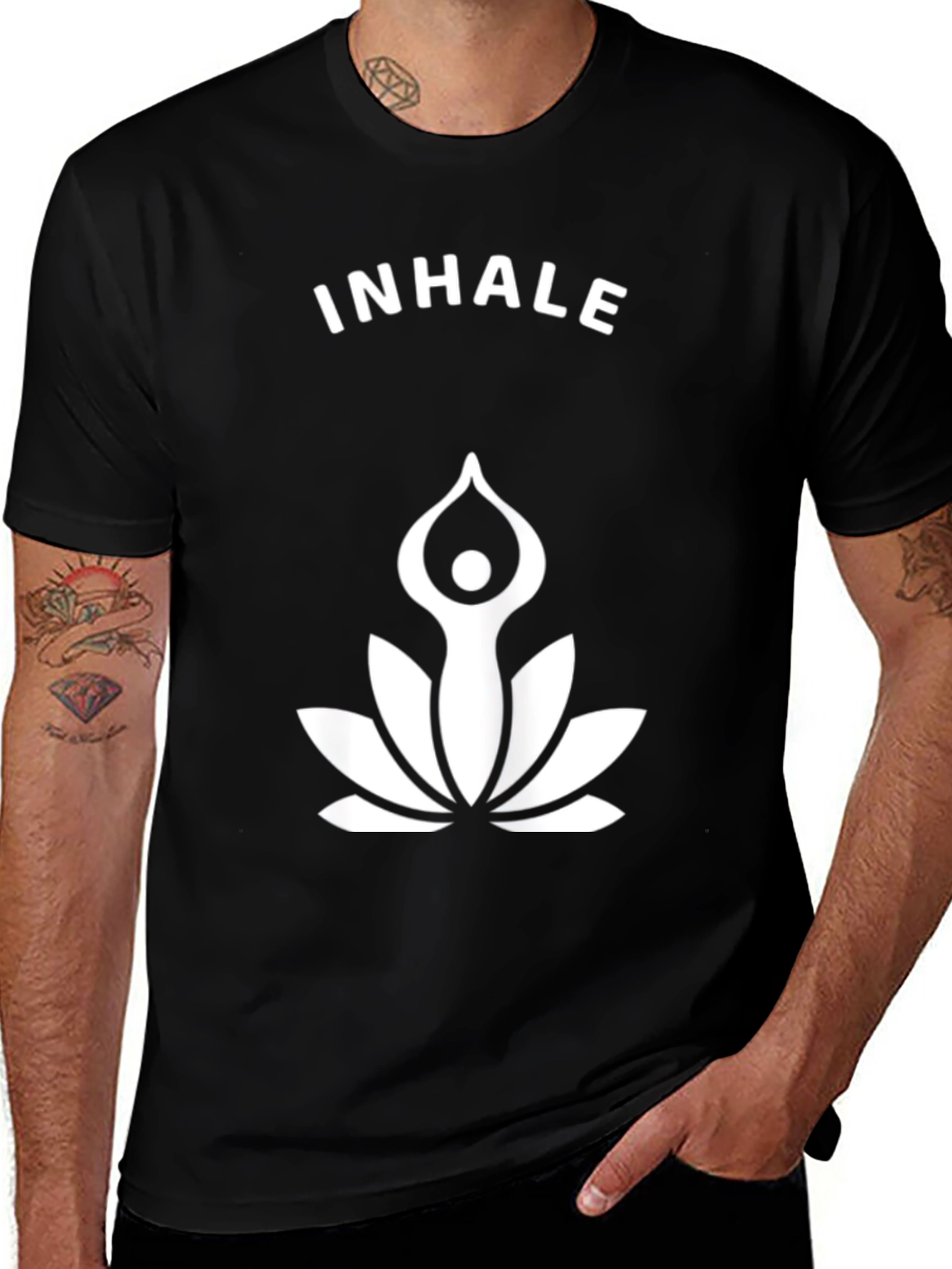 Variant 25 of Inhale Yoga Lotus Graphic T-Shirt - Black