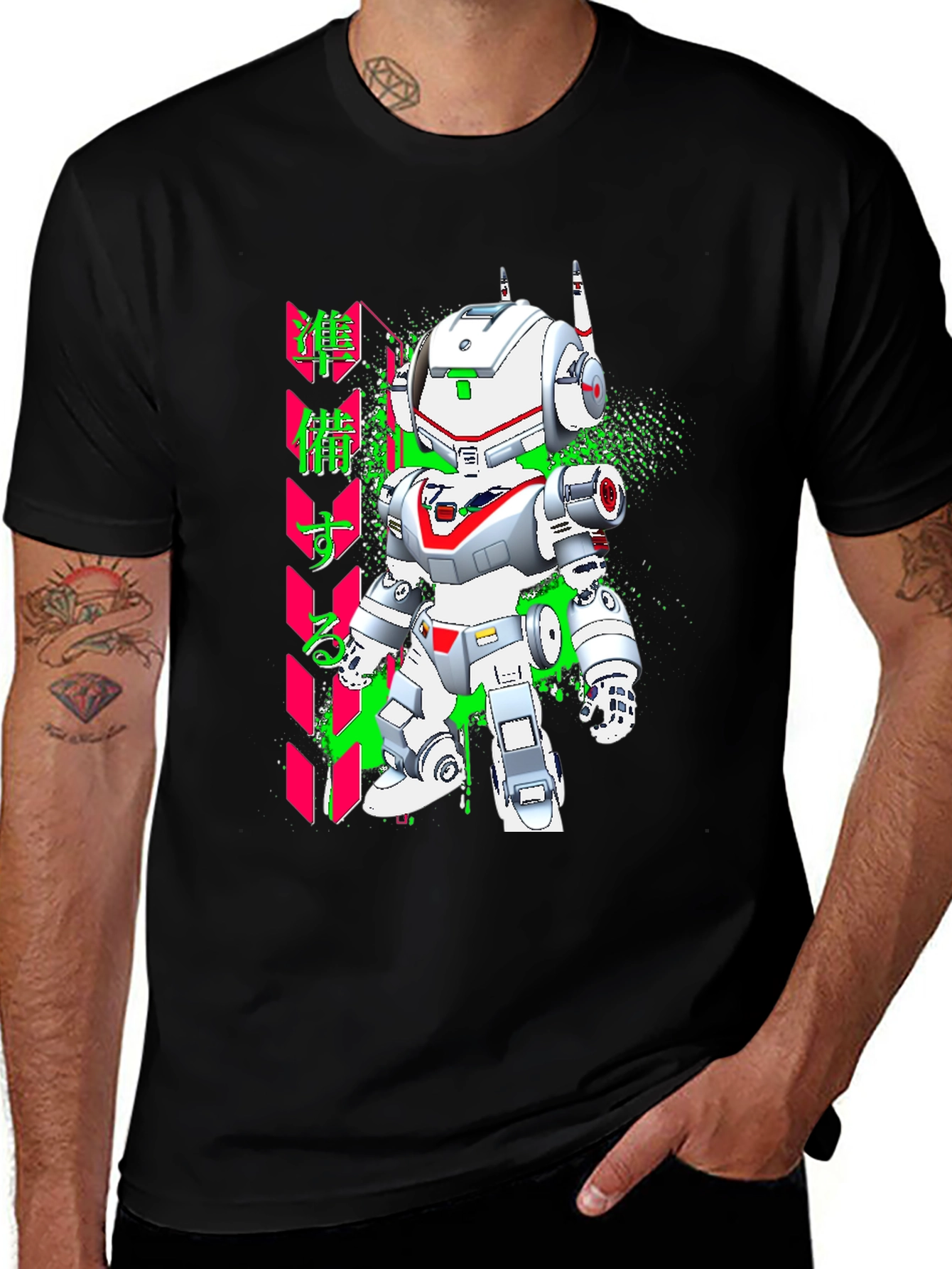 Variant 10 of Robot Graphic Tee - Black Short Sleeve Shirt