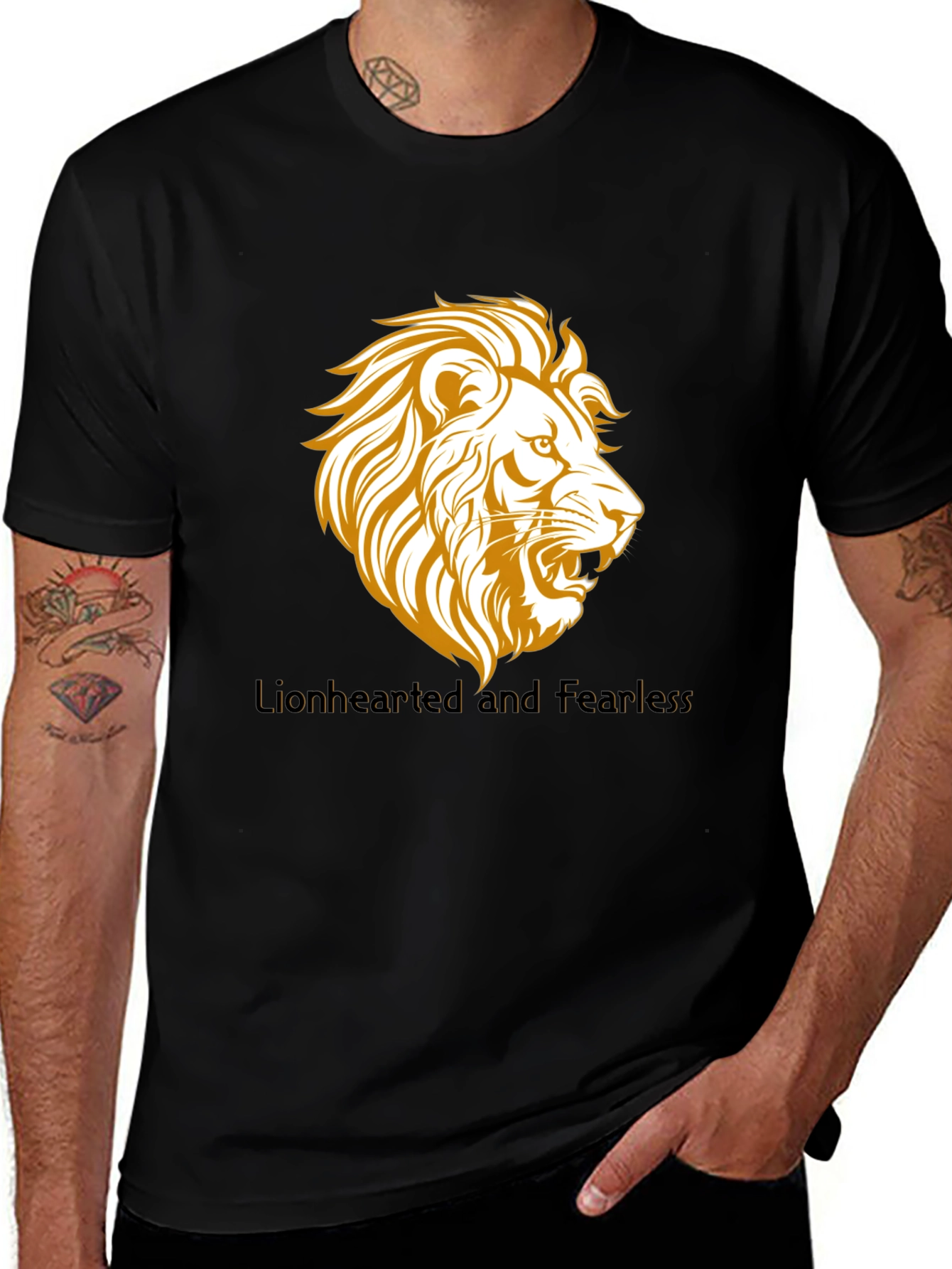 Variant 19 of Lionhearted and Fearless Black T-Shirt