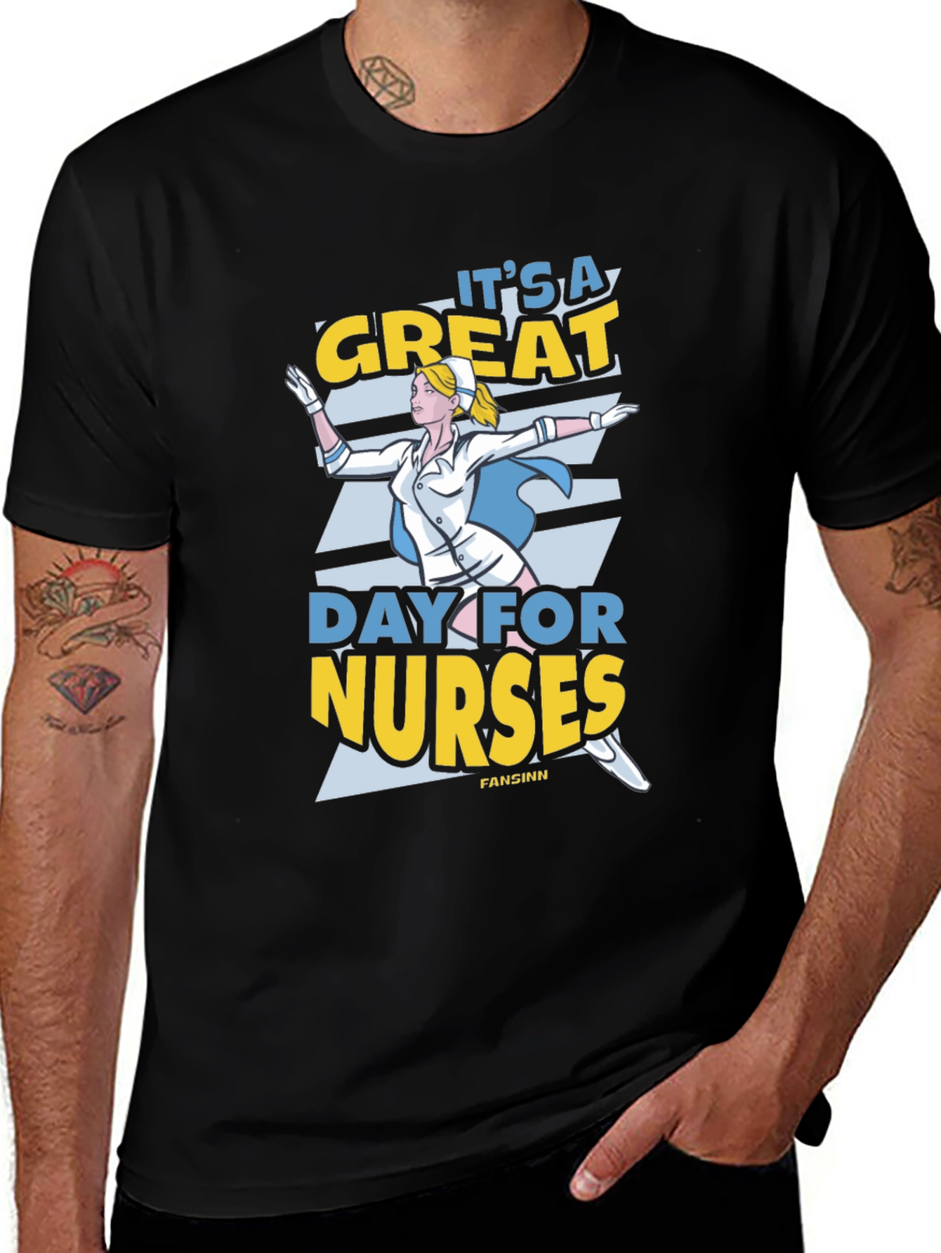 Black It's a Great Day for Nurses T-Shirt main image