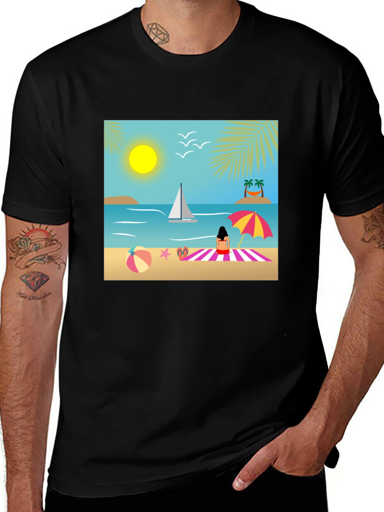 Variant 15 of Beach Scene Graphic Tee - Summer Vibes Shirt