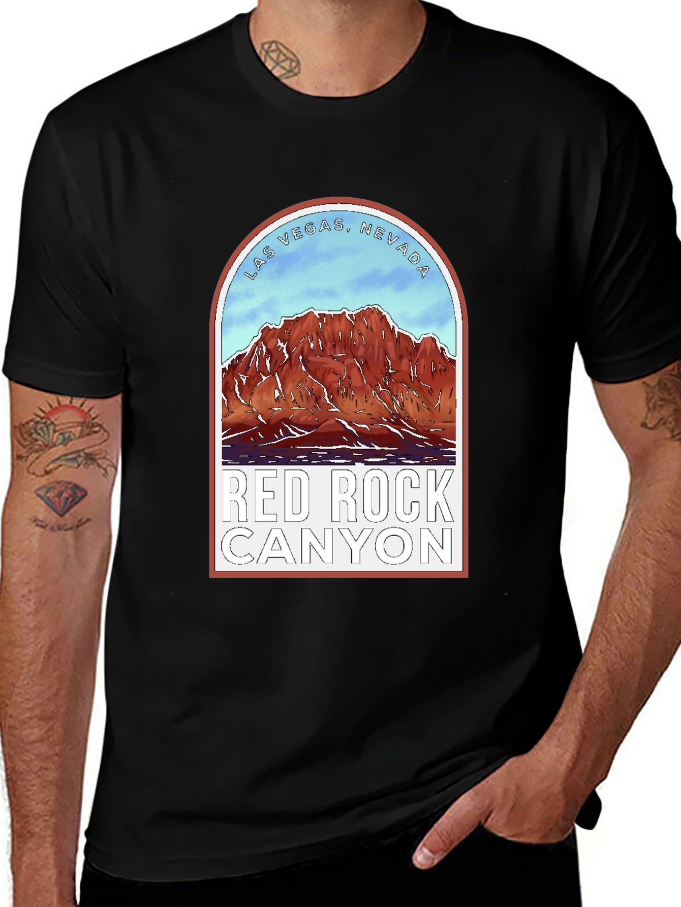 Variant 6 of Red Rock Canyon Las Vegas Nevada Black T-Shirt