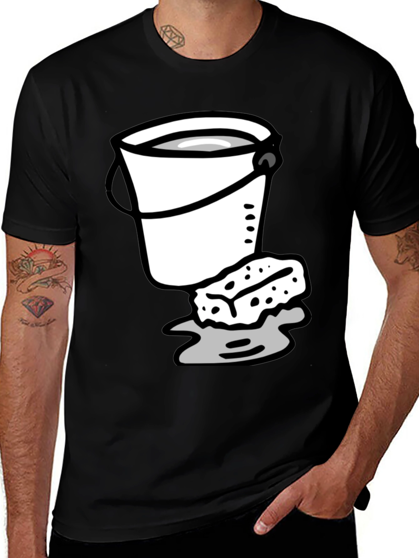 Variant 21 of Bucket and Sponge Graphic Tee - Black