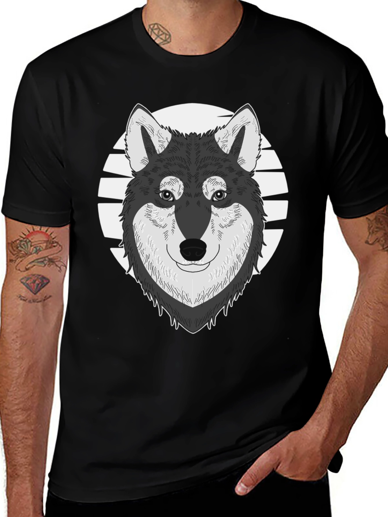 Variant 11 of Wolf Graphic Tee - Men's Black T-Shirt