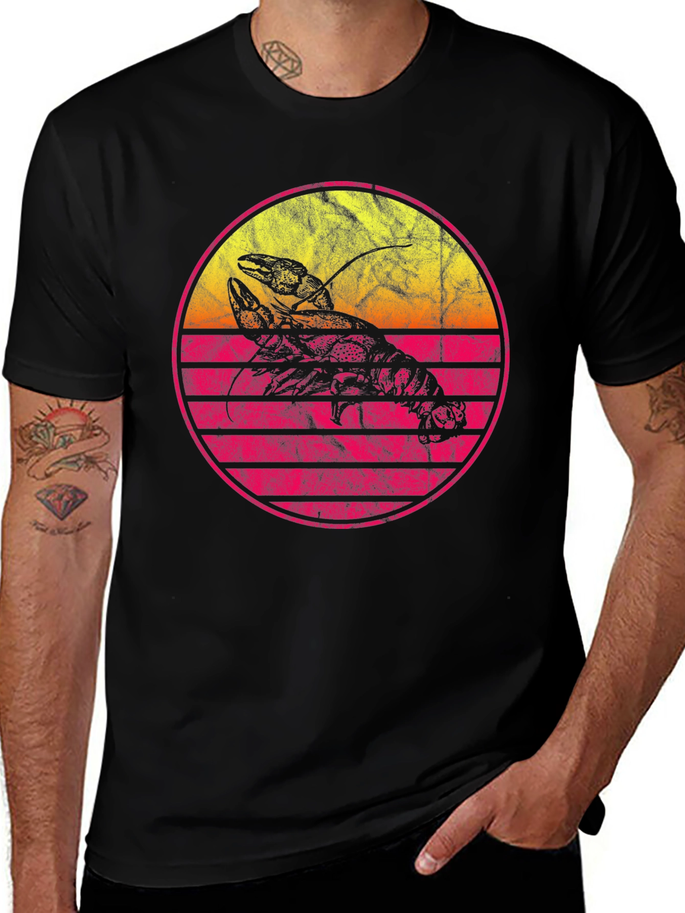 Variant 10 of Retro Lobster Sunset Graphic Tee