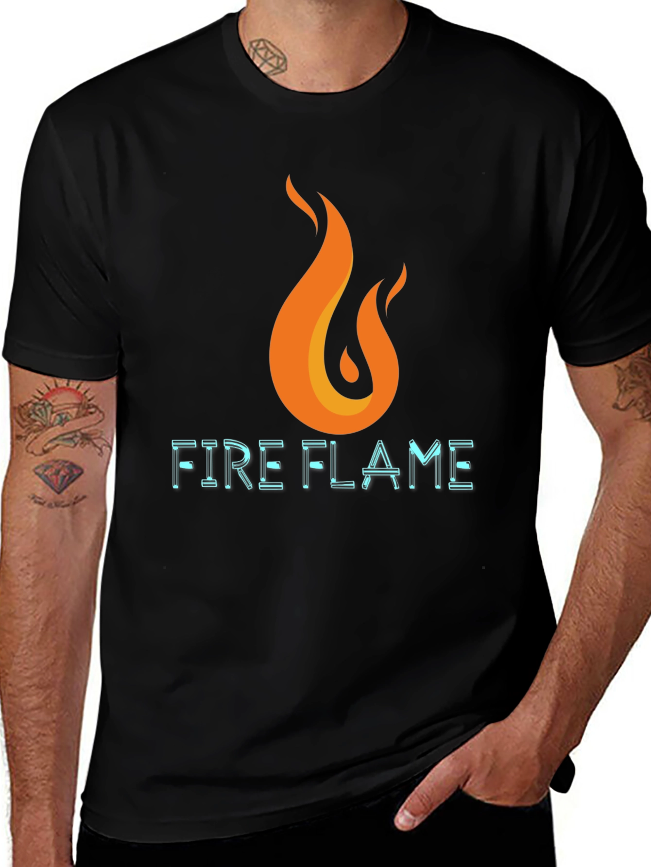 Variant 10 of Fire Flame Graphic Print Black T-Shirt