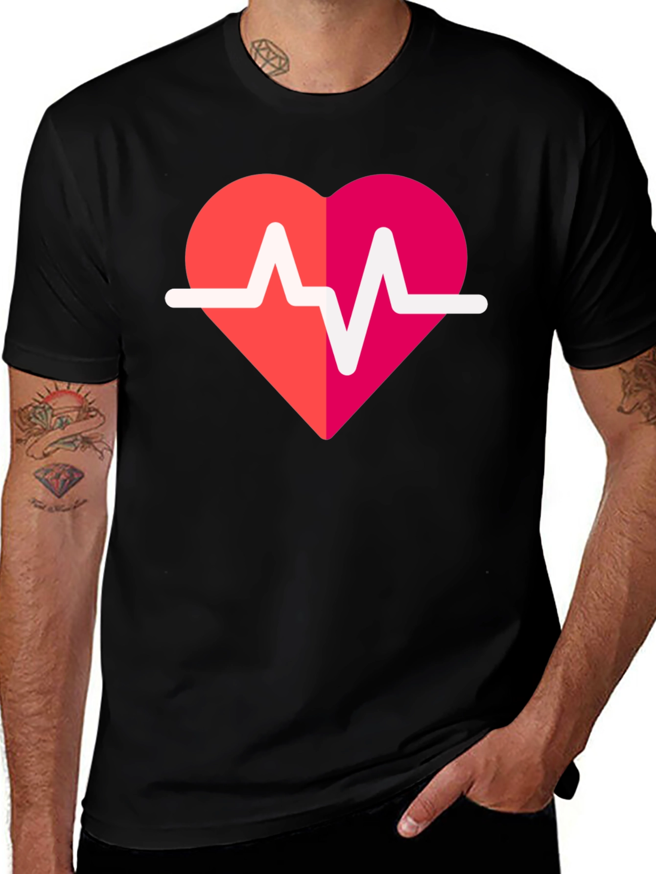 Variant 25 of Heartbeat Graphic T-Shirt - Black Cotton Tee