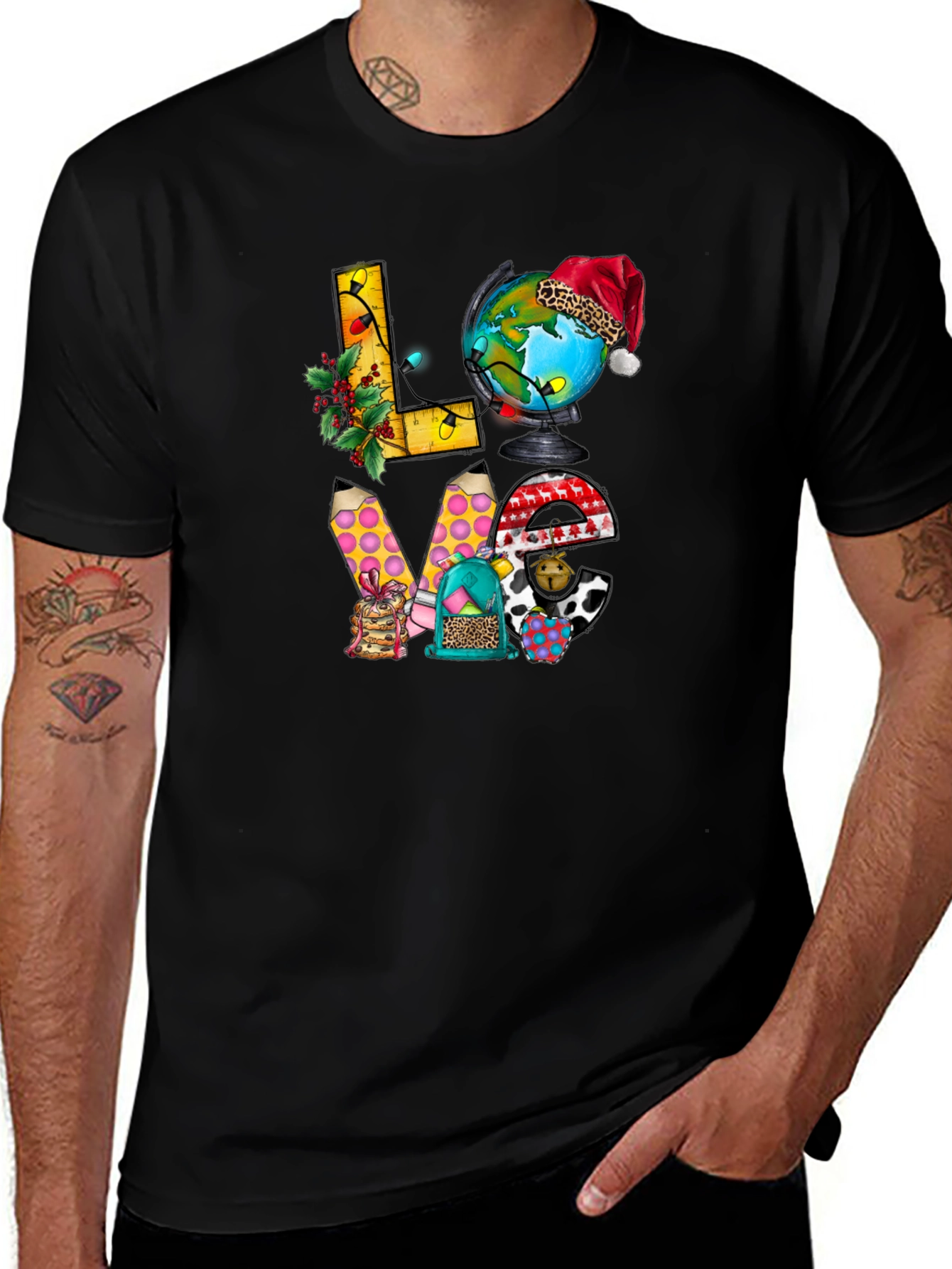 Variant 8 of Love Teacher Themed Graphic T-Shirt