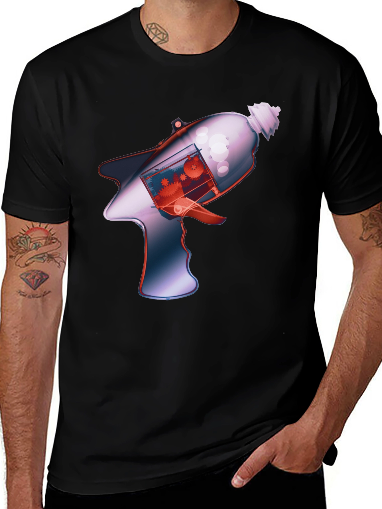 Variant 24 of Ray Gun Graphic T-Shirt - Sci-Fi Style Black Tee