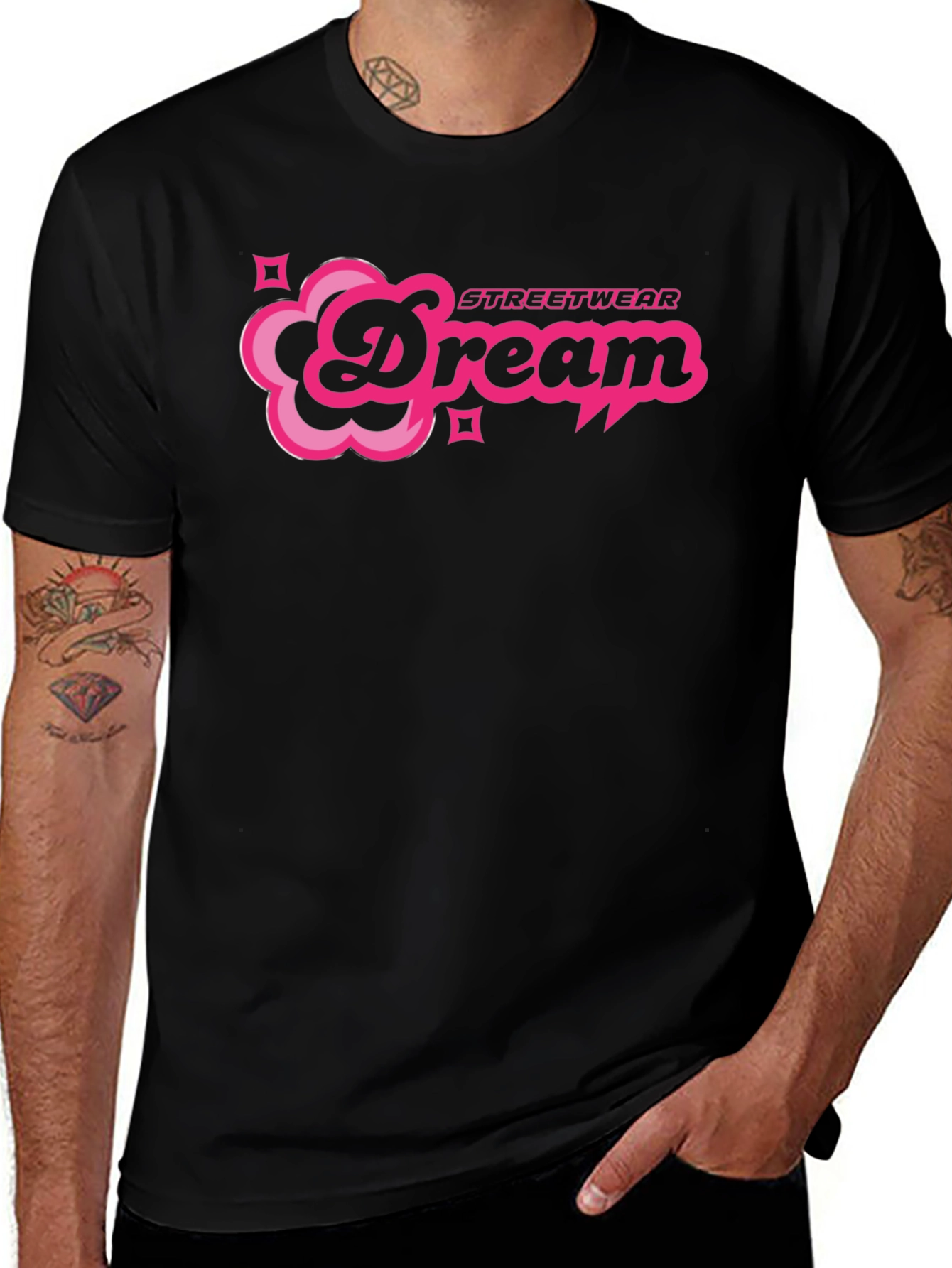 Dream Streetwear Graphic Tee - Black Cotton T-Shirt