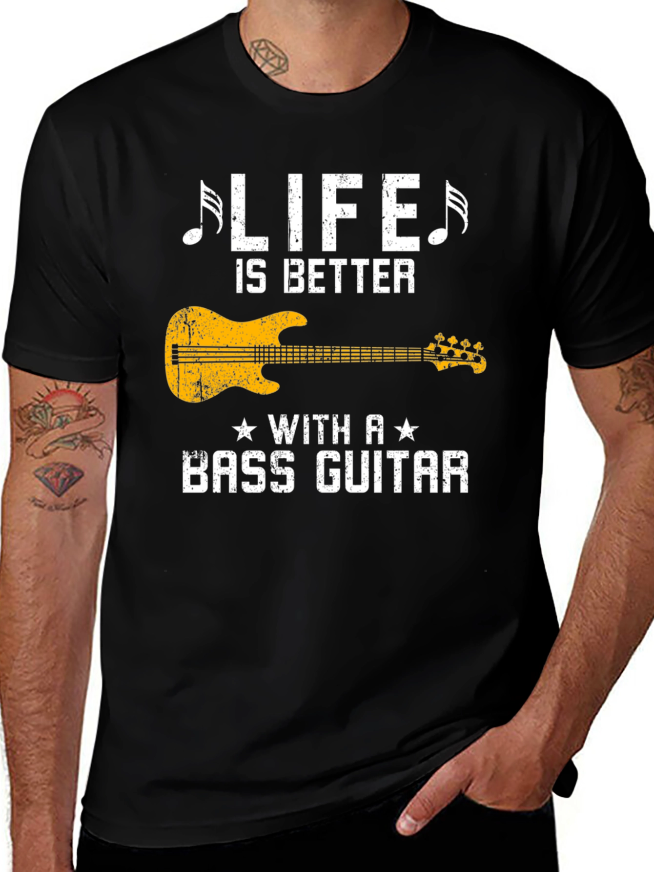 Life Is Better With A Bass Guitar Black T-Shirt