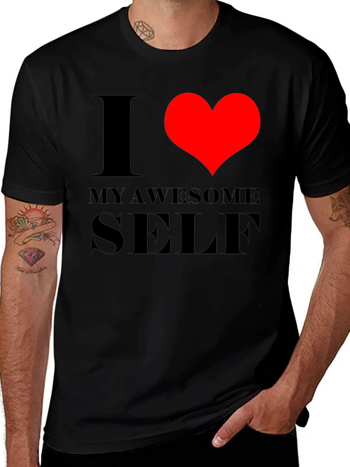Variant 9 of I Love My Awesome Self Graphic Tee - Black