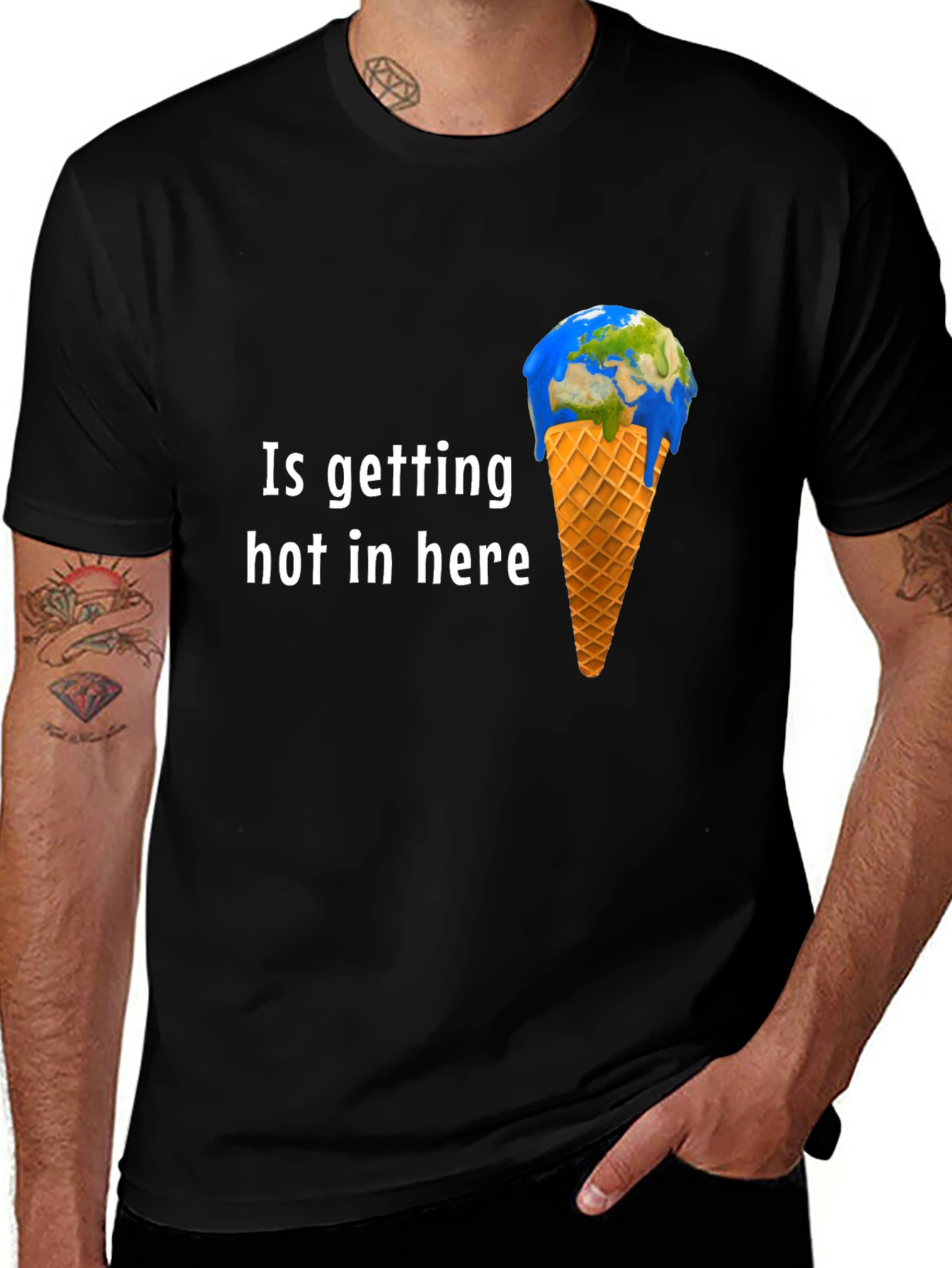 Variant 12 of Global Warming T-Shirt - Earth Ice Cream Design