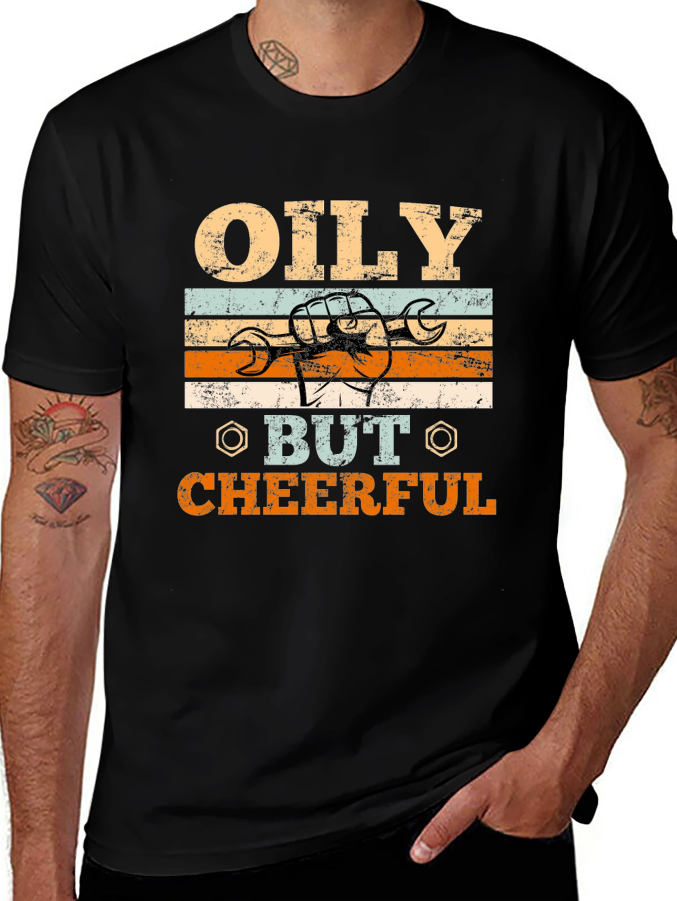 Oily But Cheerful Graphic Tee - Mechanic T-Shirt