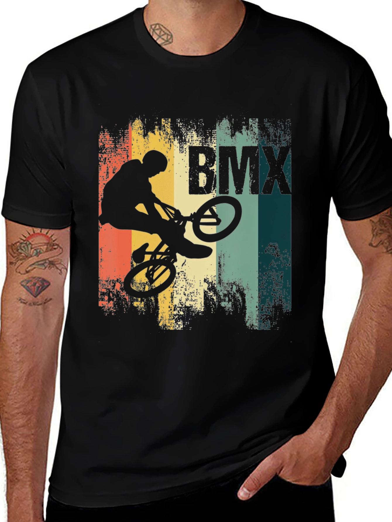BMX Stunt Rider Graphic Tee - Black Cotton Blend