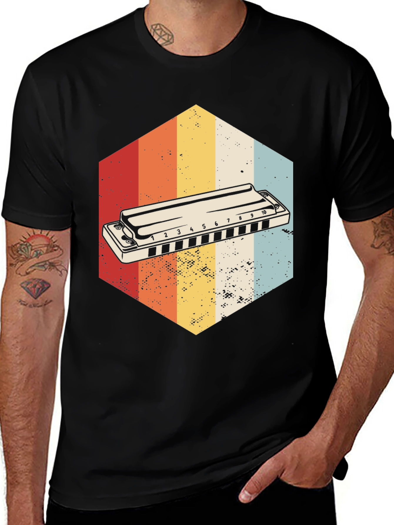 Variant 21 of Retro Harmonica T-Shirt - Vintage Music Tee