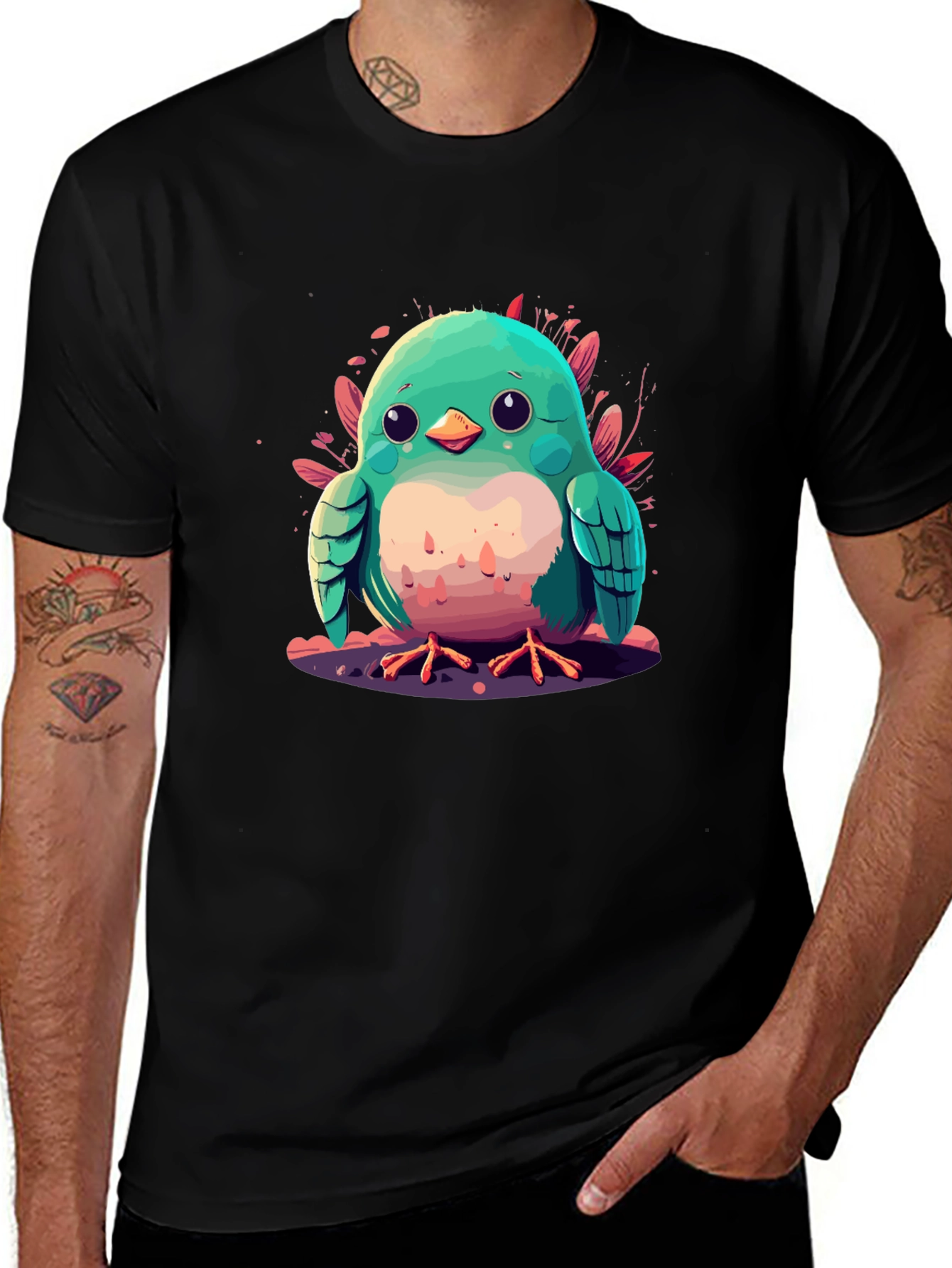 Variant 14 of Cute Bird Graphic Black T-Shirt