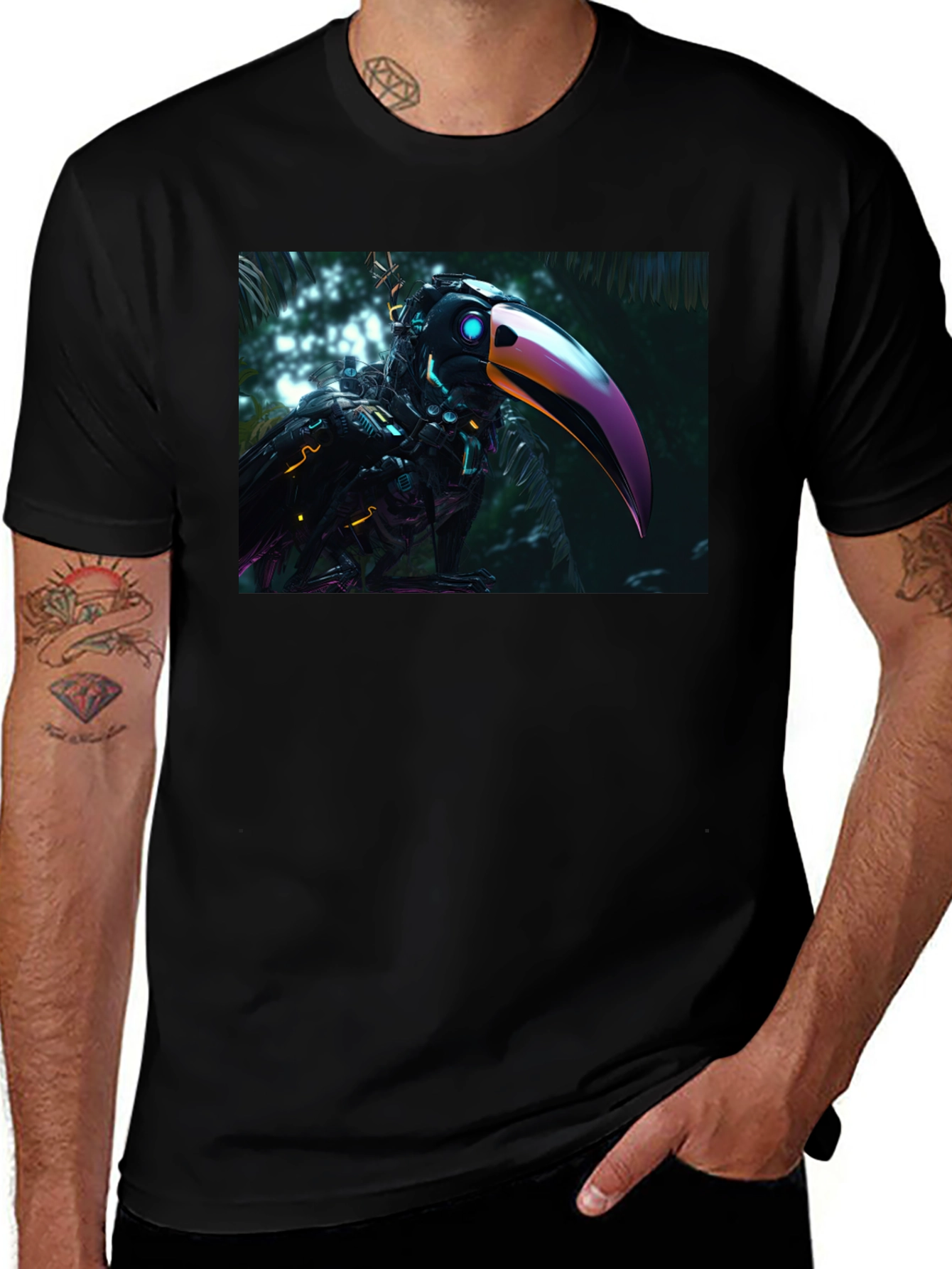 Variant 13 of Cyber Toucan Graphic Tee - Futuristic Bird T-Shirt