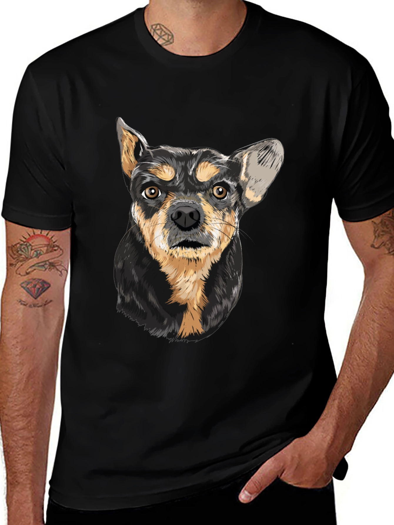 Variant 26 of Dog Graphic T-Shirt - Men's Black Tee