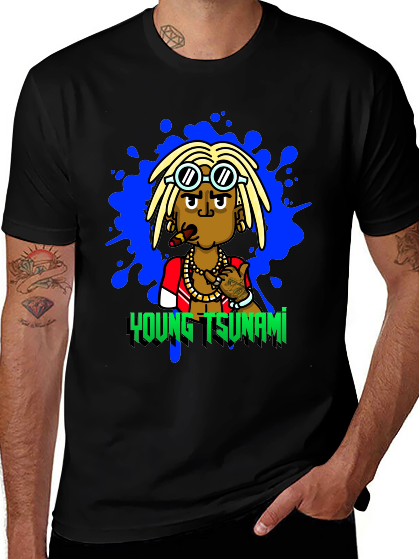 Variant 3 of Young Tsunami Graphic Black T-Shirt