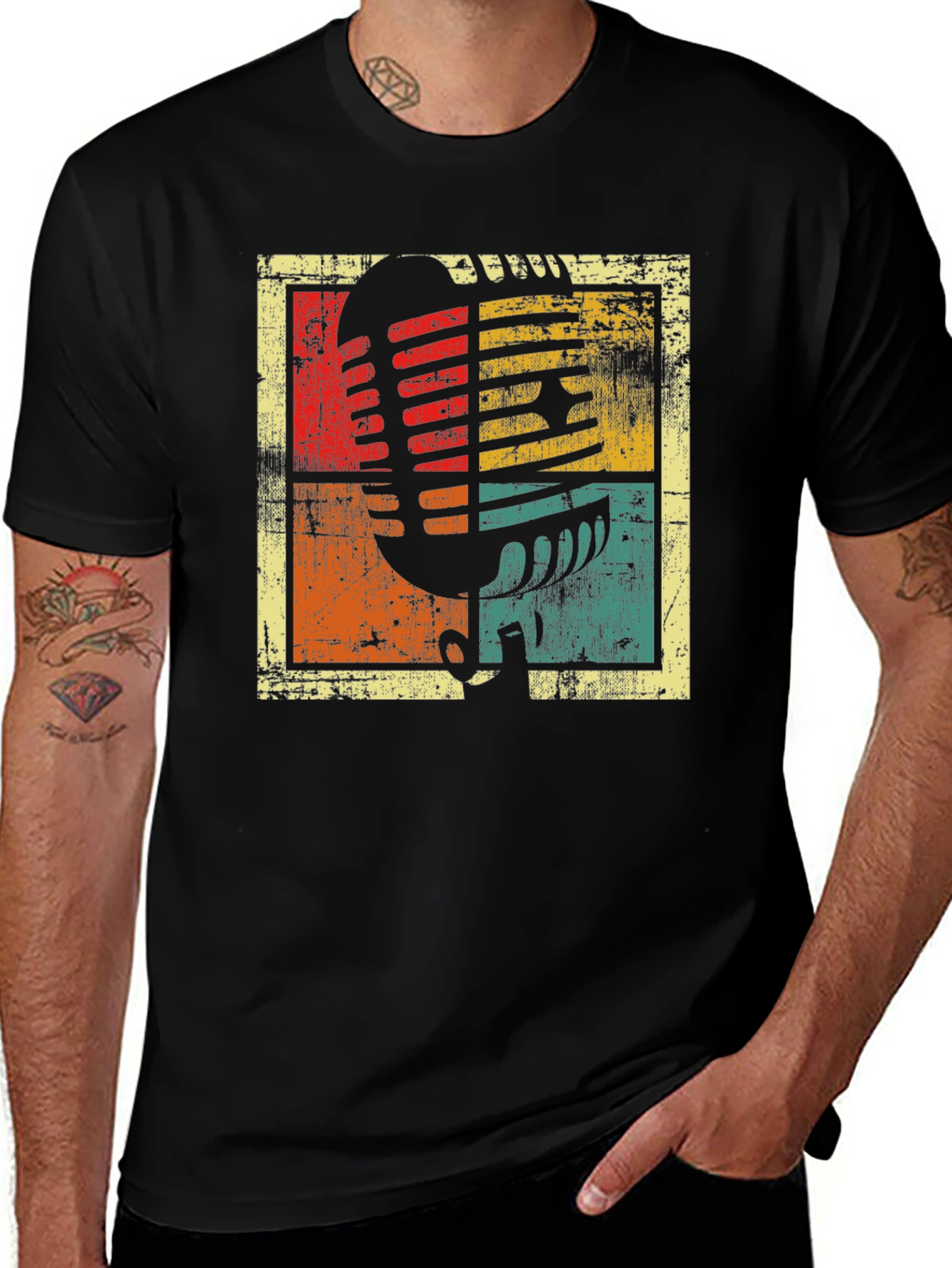 Variant 12 of Retro Microphone Graphic Tee - Vintage Style