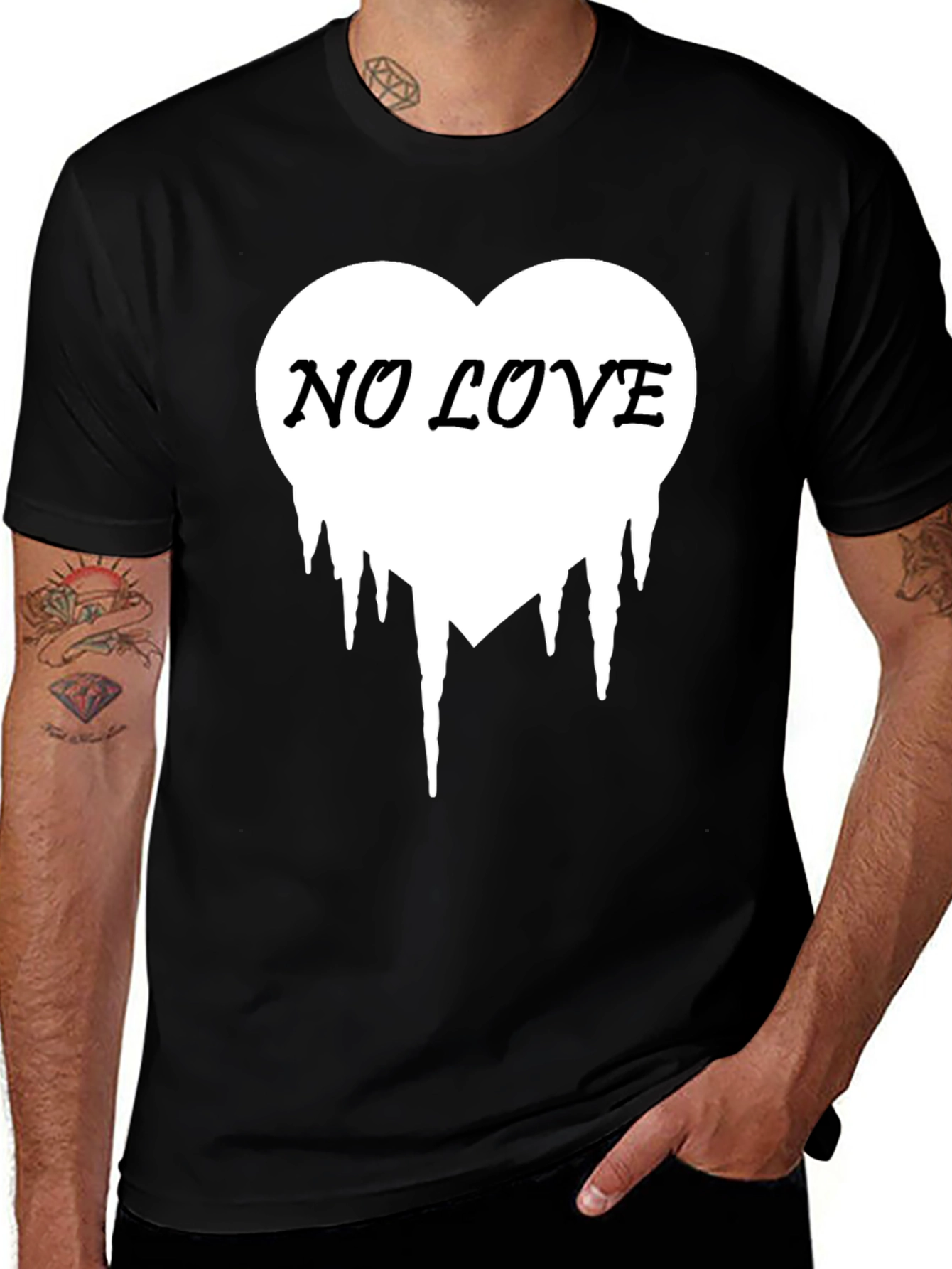 Variant 21 of No Love Heart Drip Black T-Shirt