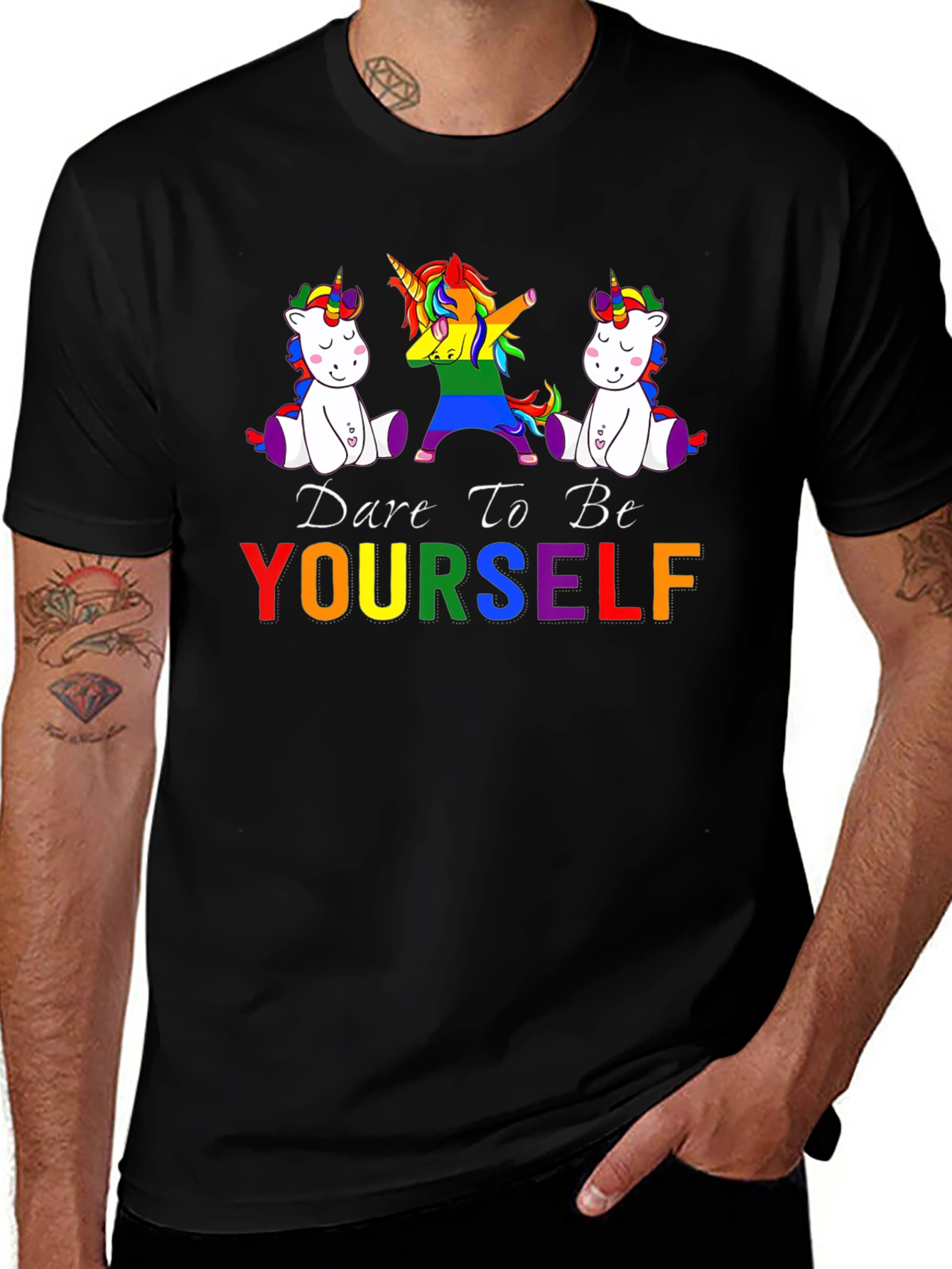 Variant 29 of Dare to Be Yourself Unicorn Rainbow Pride T-Shirt