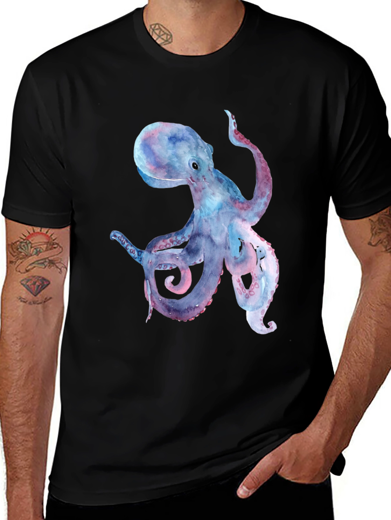 Variant 15 of Octopus Watercolor Graphic Tee - Unique Sea Life Design