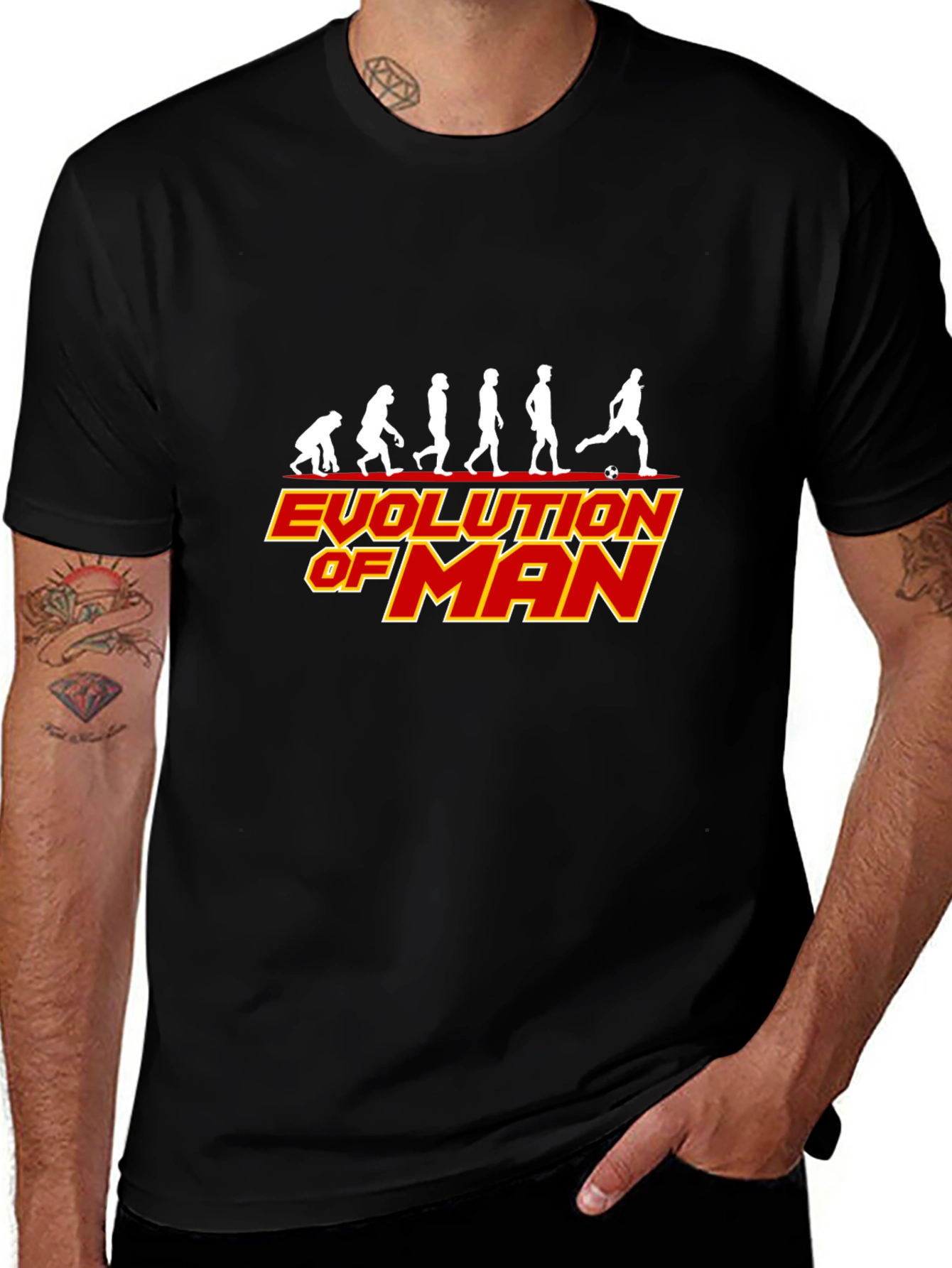 Black Evolution of Man Soccer Black T-Shirt main image
